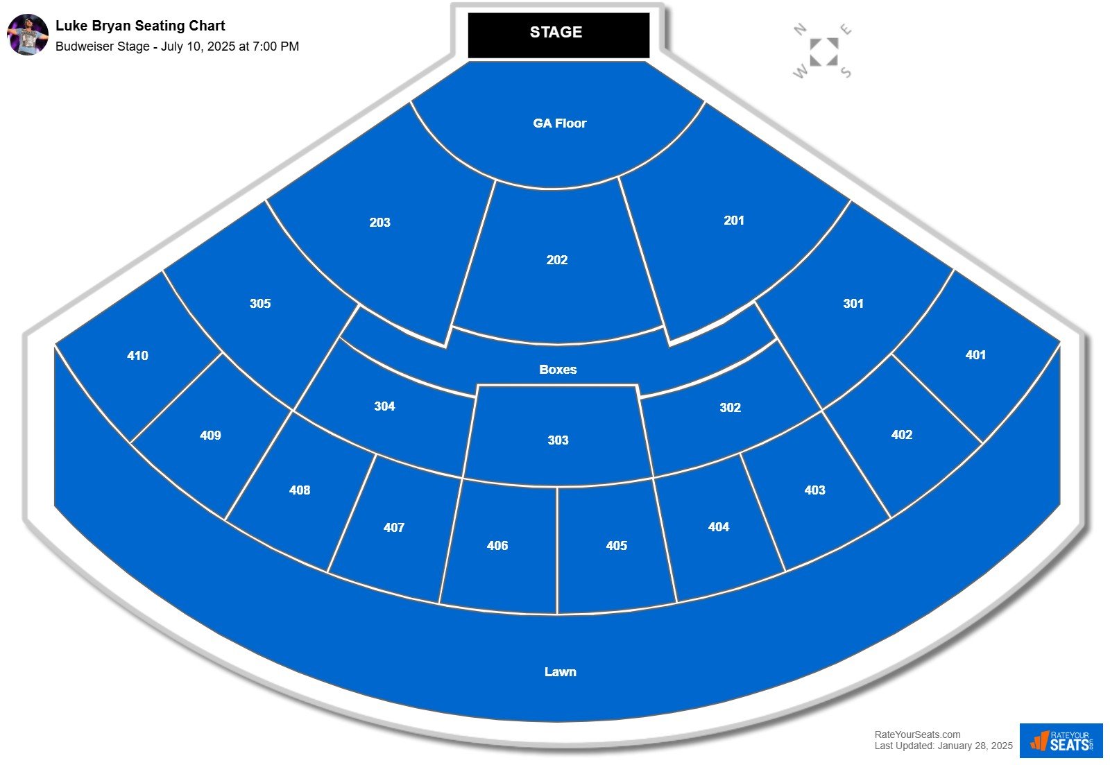 Luke Bryan seating chart Budweiser Stage