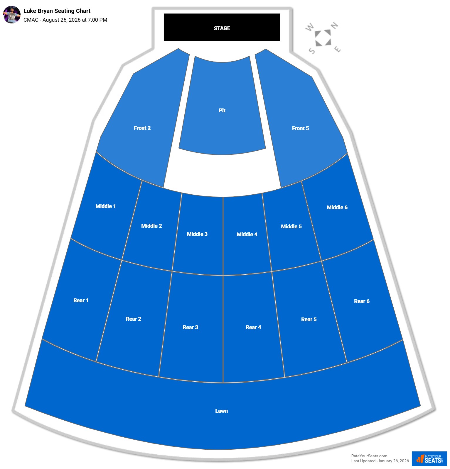 Luke Bryan seating chart CMAC (Marvin Sands Performing Arts Center)