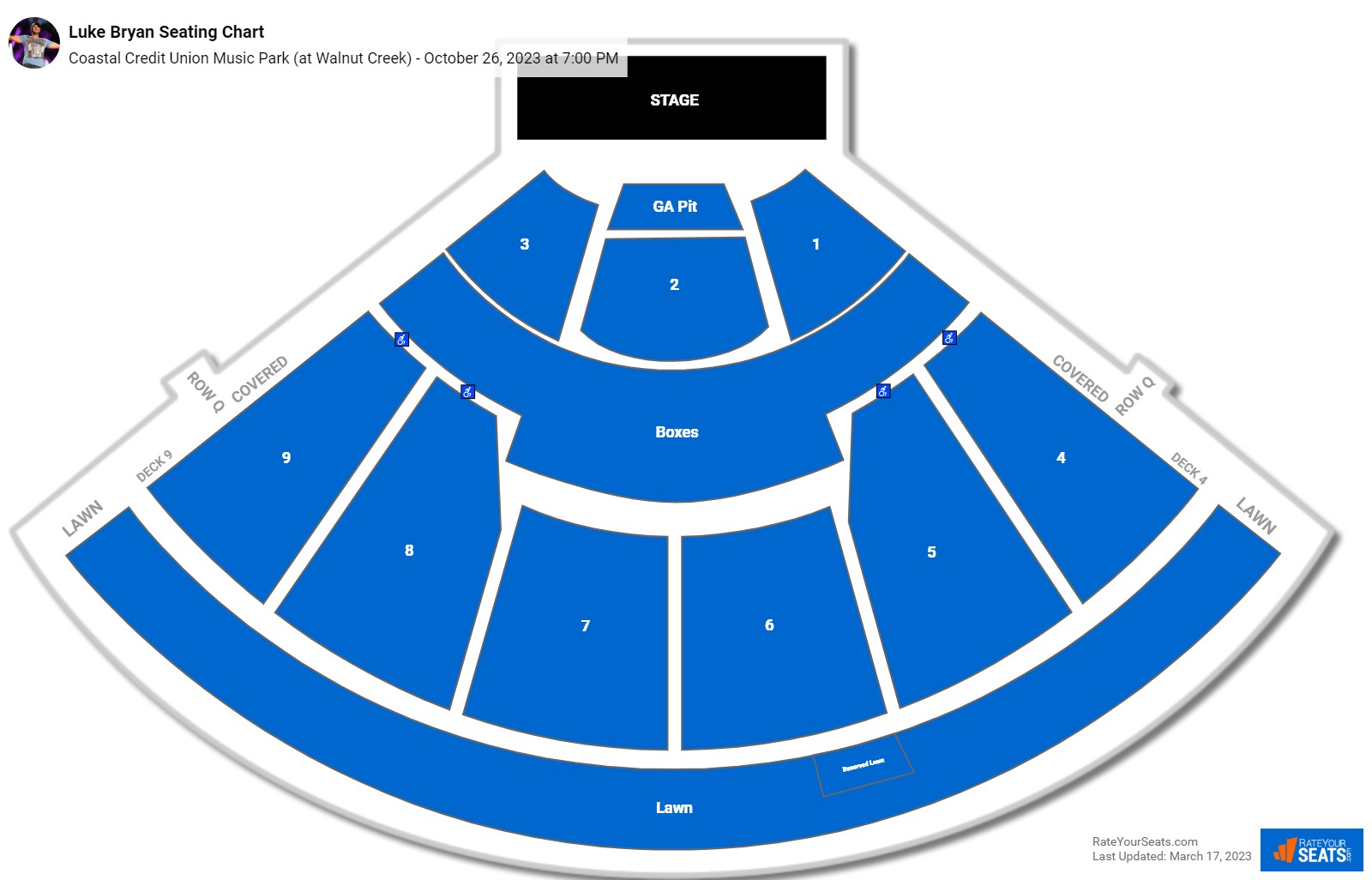 Luke Bryan seating chart Coastal Credit Union Music Park (at Walnut Creek)