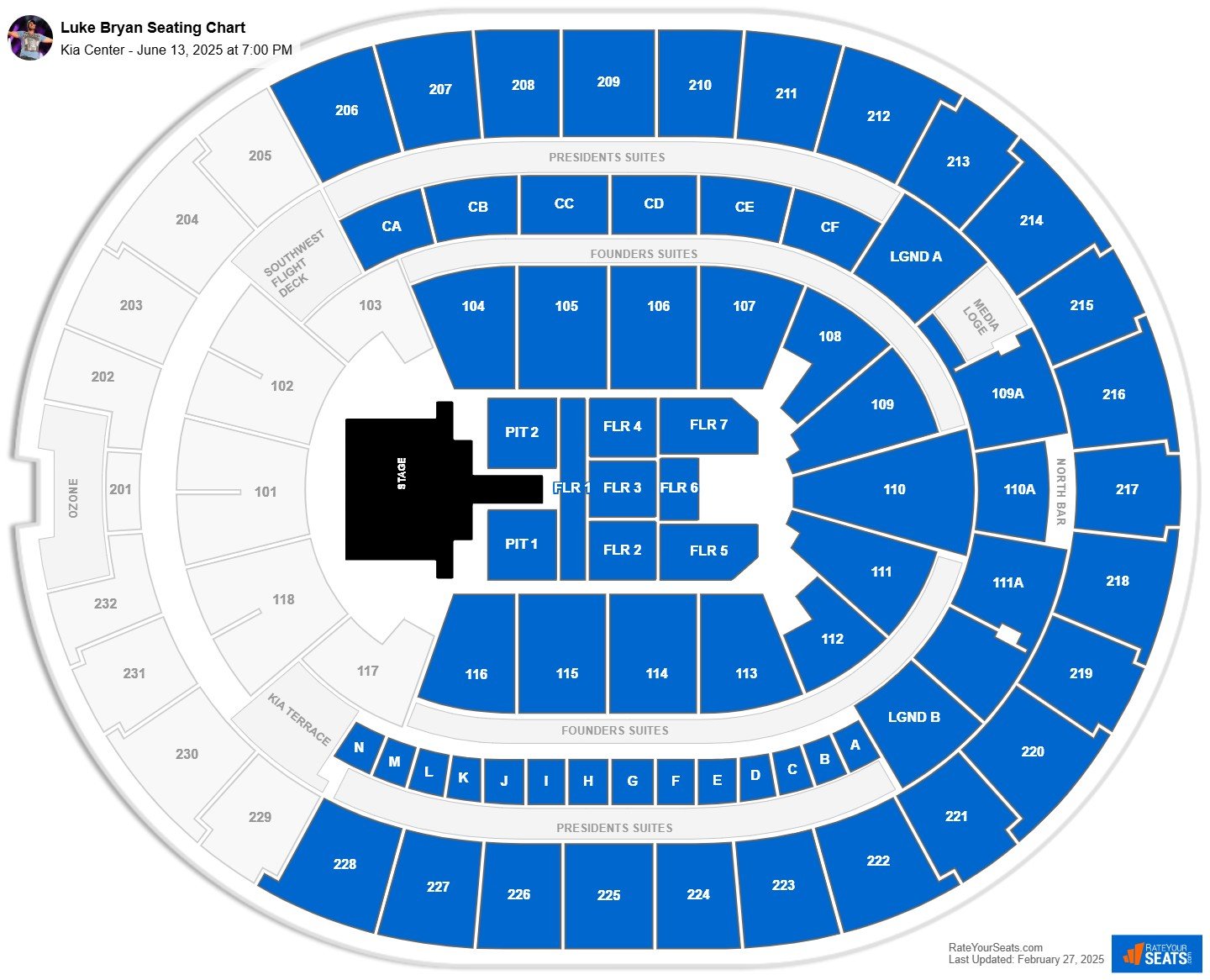 Luke Bryan seating chart Kia Center