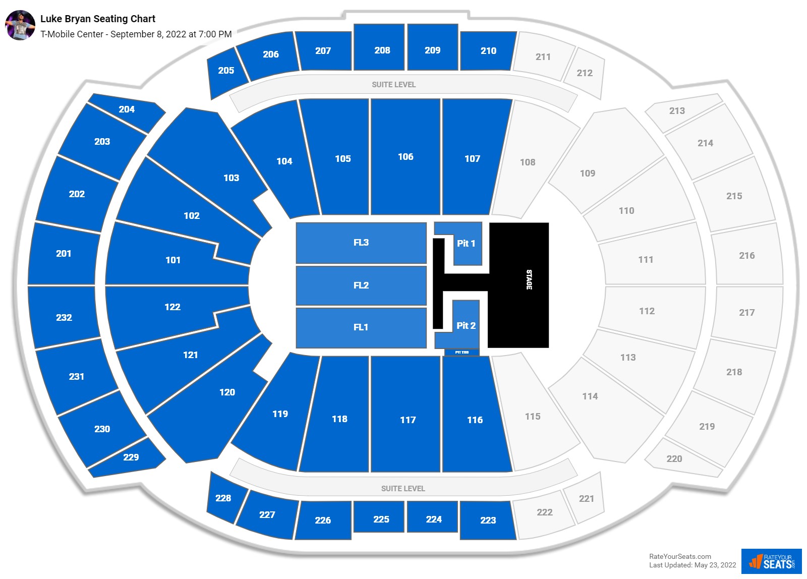 Luke Bryan seating chart T-Mobile Center