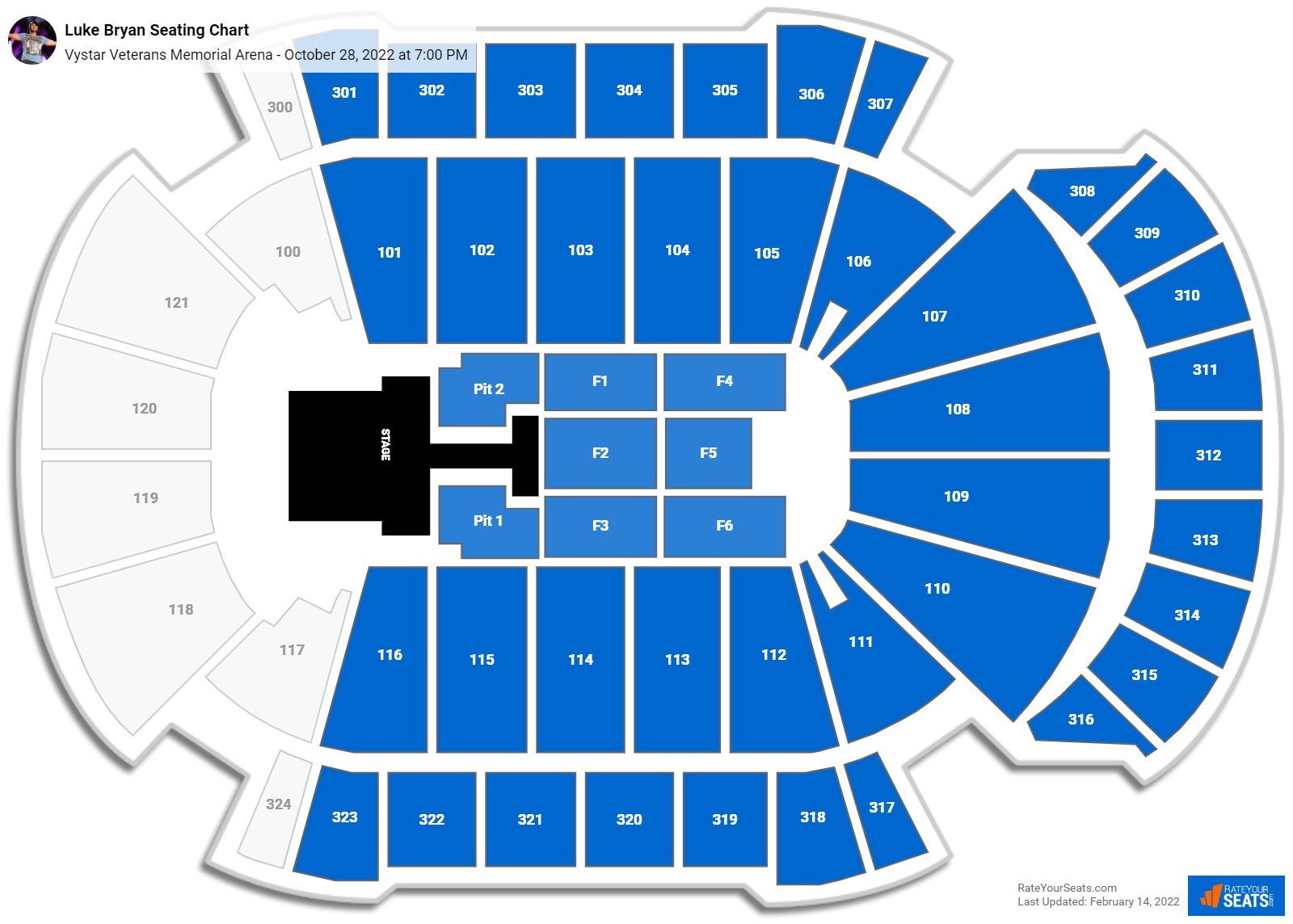 Luke Bryan seating chart Vystar Veterans Memorial Arena