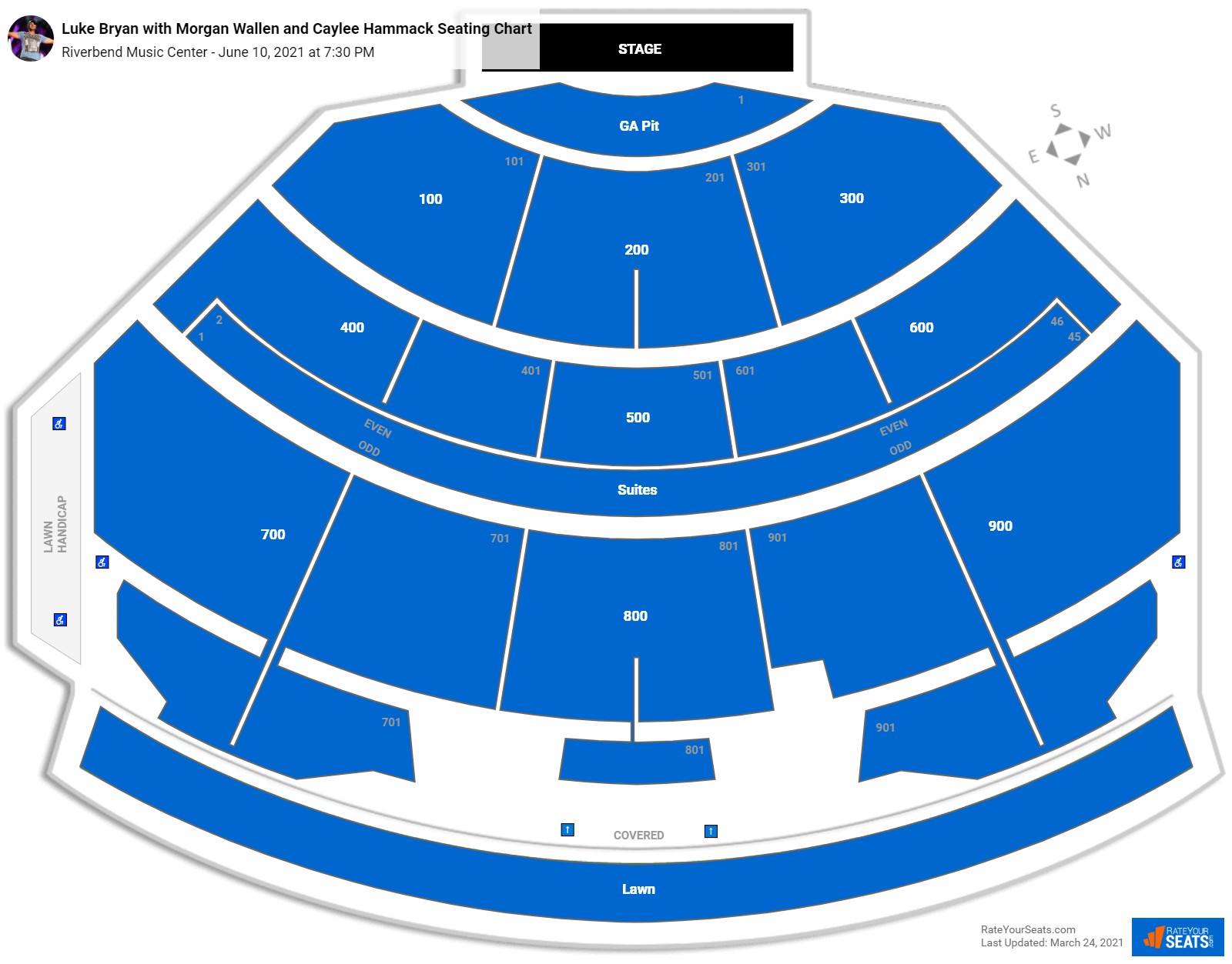 Luke Bryan seating chart Riverbend Music Center