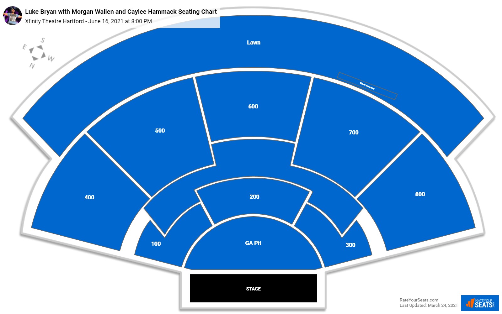 Luke Bryan seating chart Xfinity Theatre Hartford