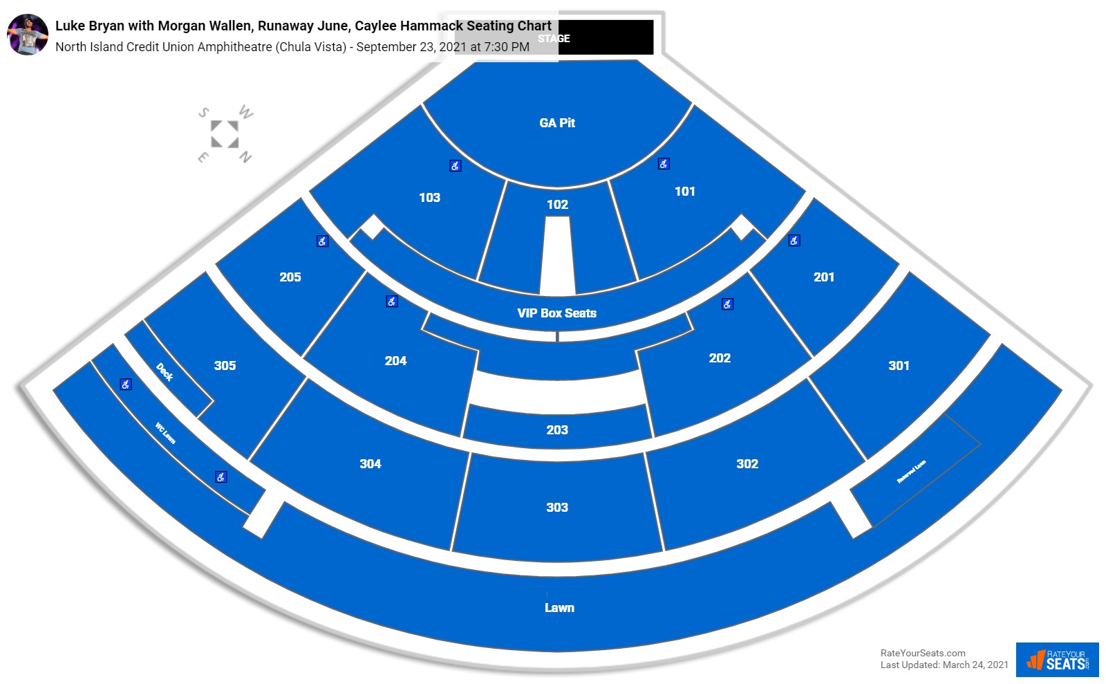 Luke Bryan seating chart North Island Credit Union Amphitheatre (Chula Vista)
