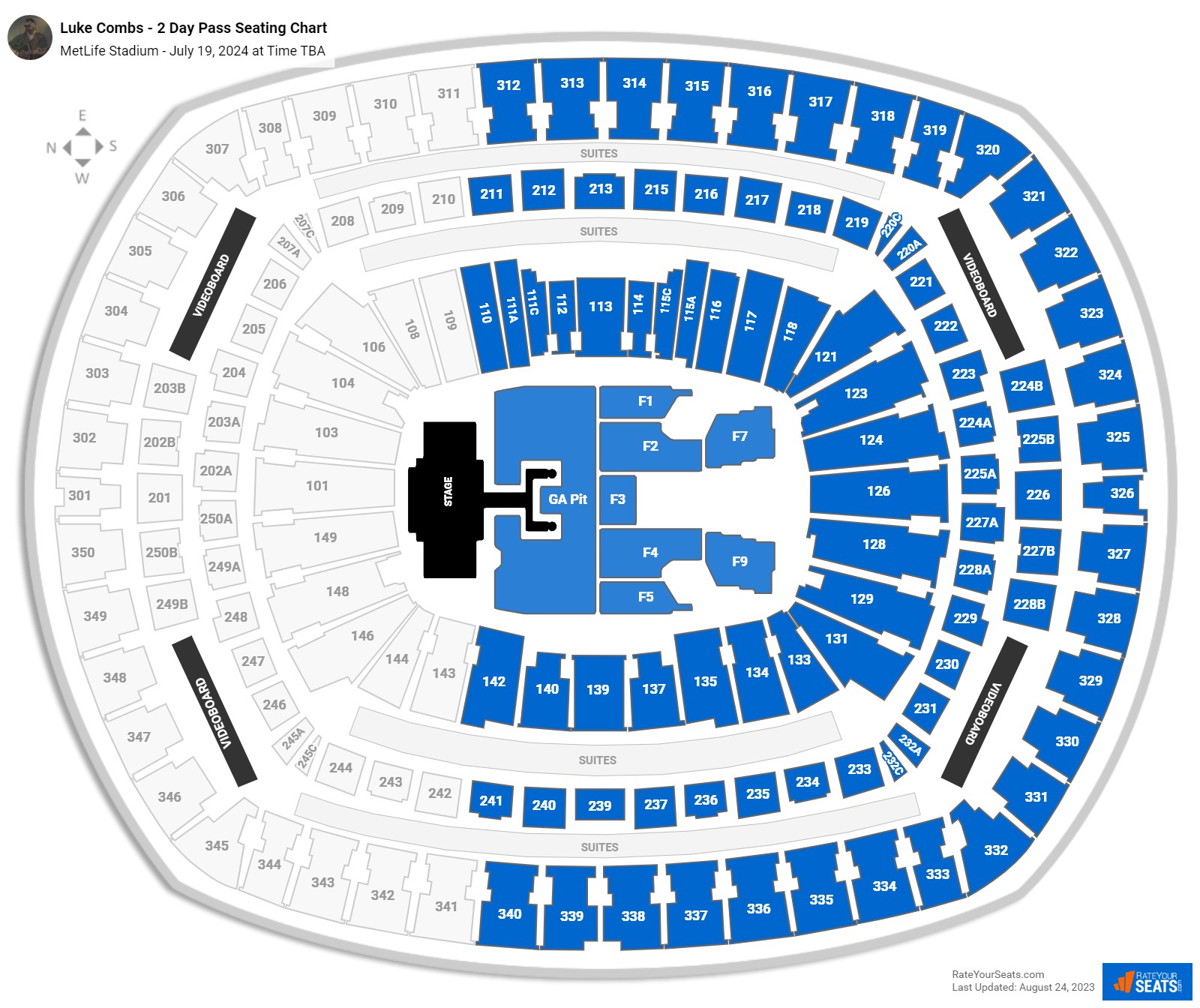 Luke Combs - 2 Day Pass seating chart MetLife Stadium