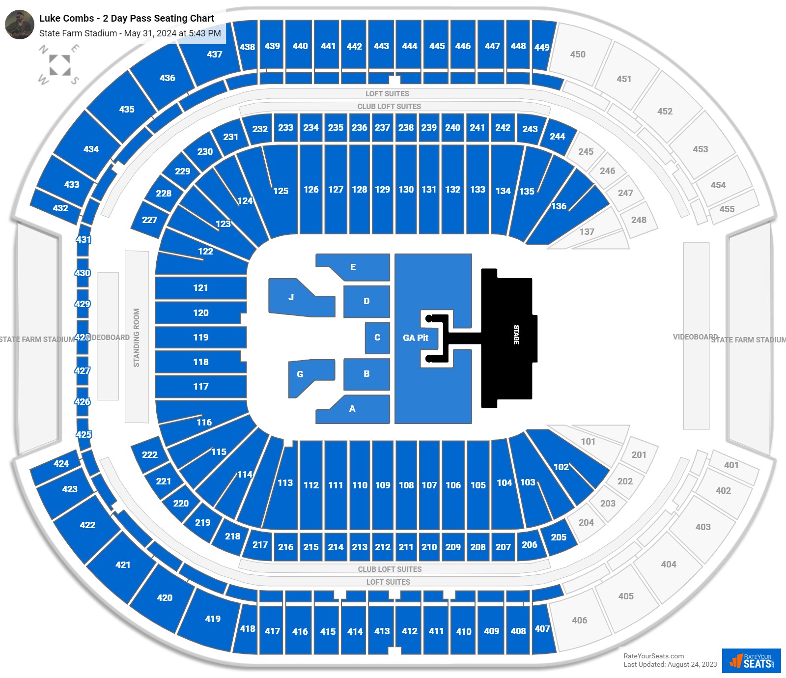 Luke Combs - 2 Day Pass seating chart State Farm Stadium