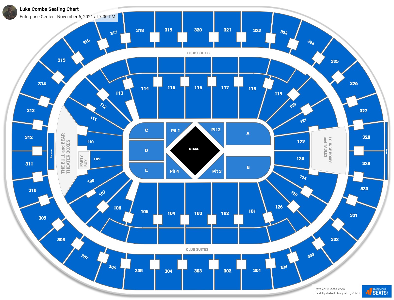 Luke Combs seating chart Enterprise Center