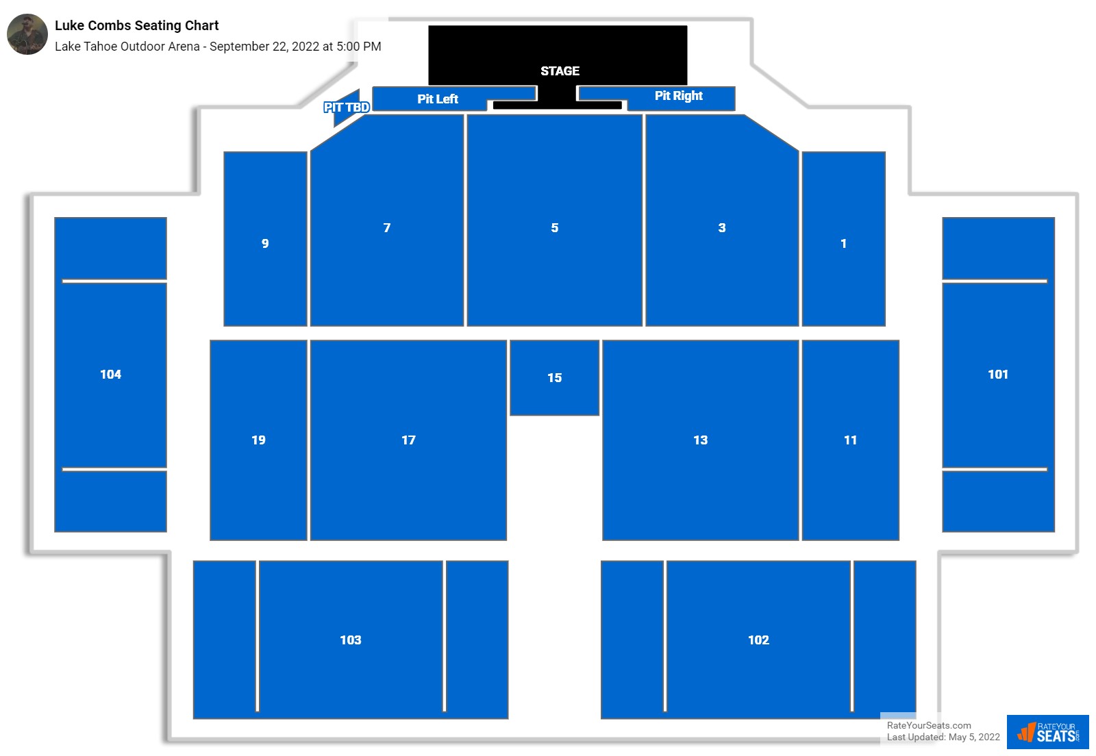 Luke Combs seating chart Lake Tahoe Outdoor Arena