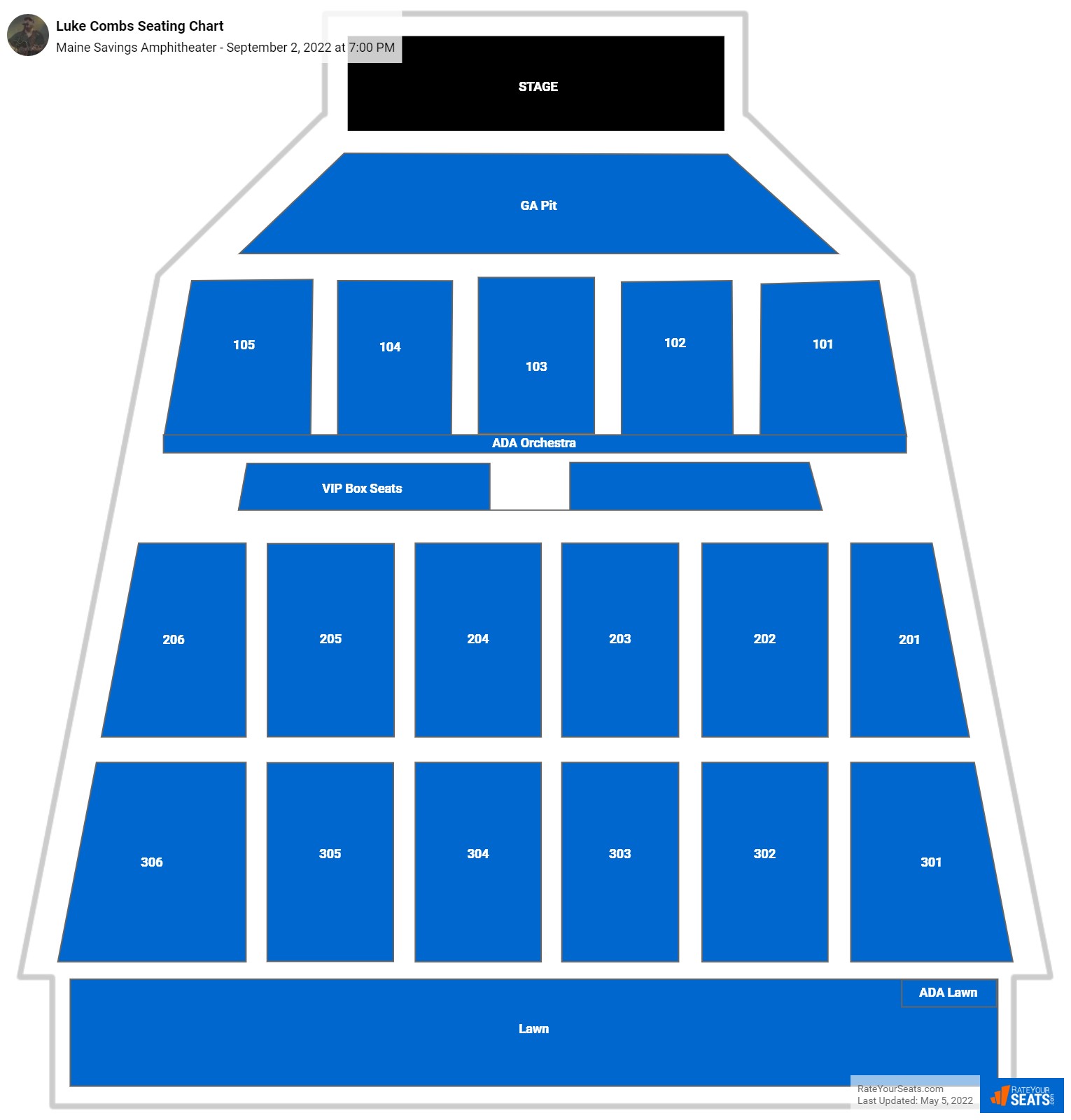 Luke Combs seating chart Maine Savings Amphitheater