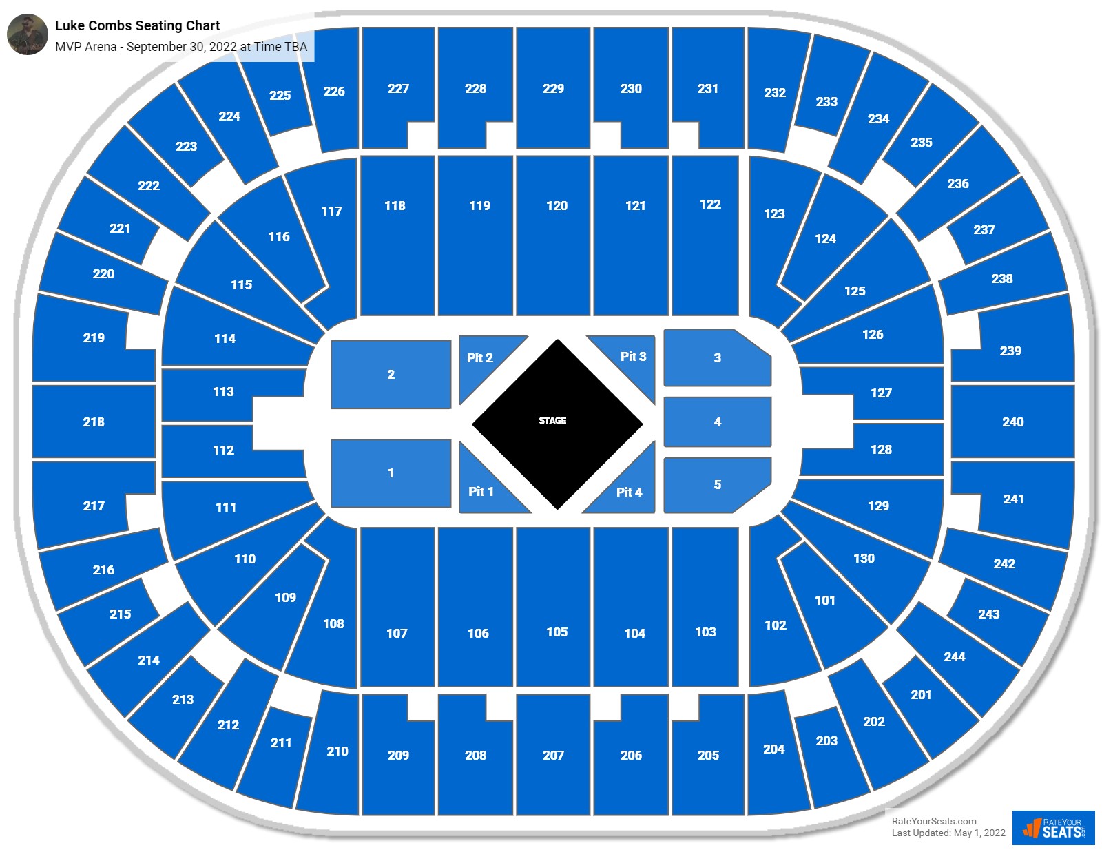 Luke Combs seating chart MVP Arena