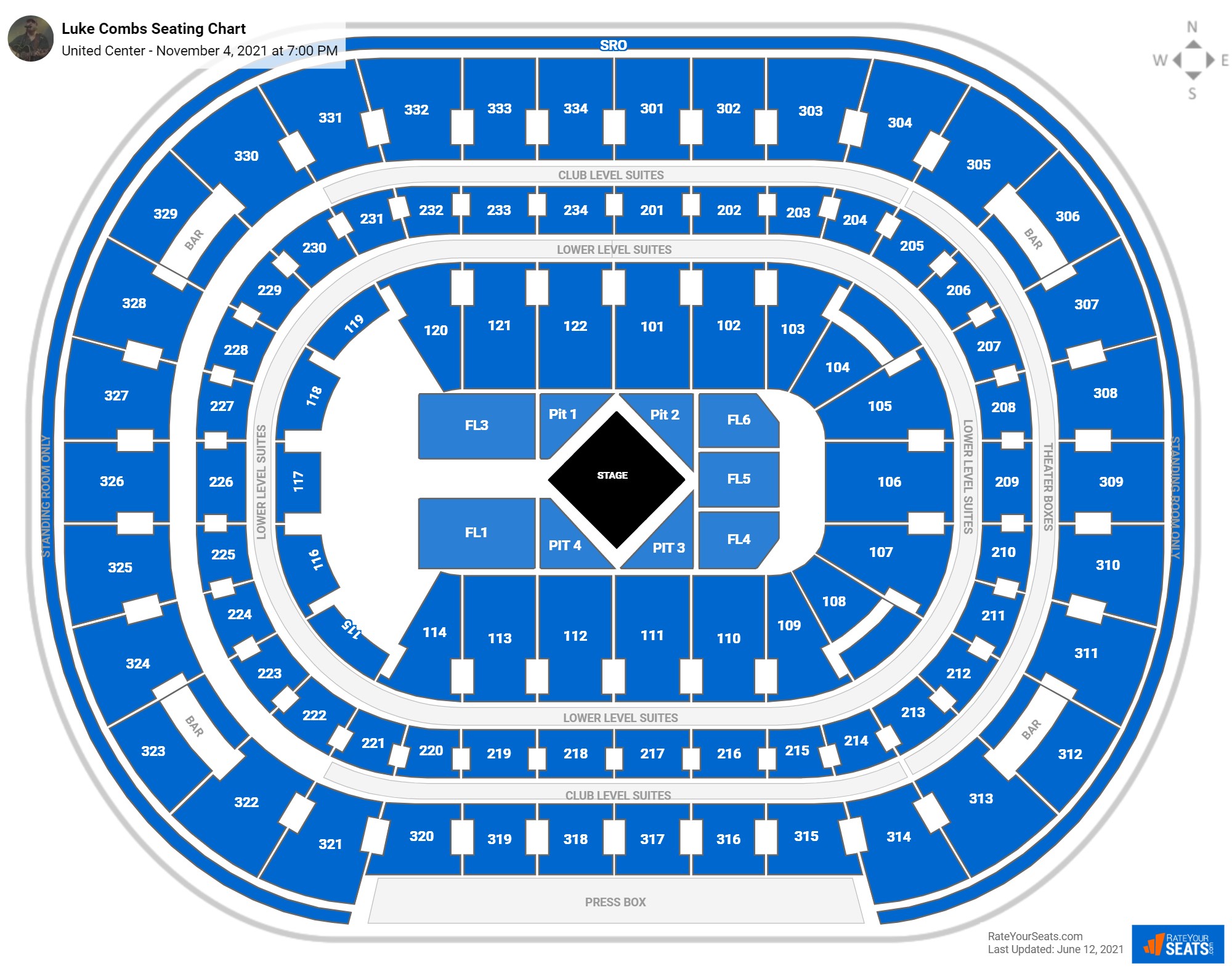 Luke Combs seating chart United Center