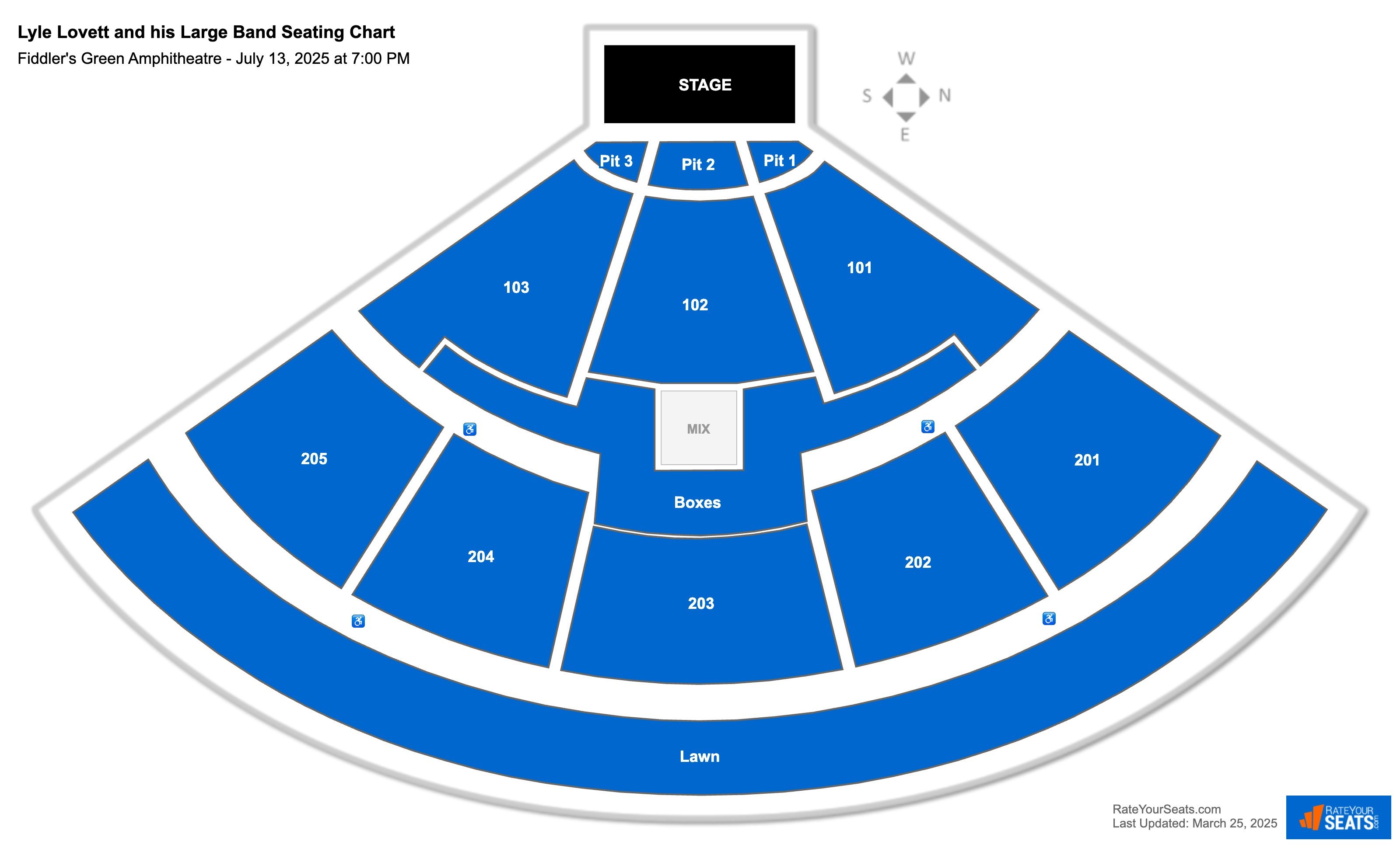 Lyle Lovett and his Large Band seating chart Fiddler