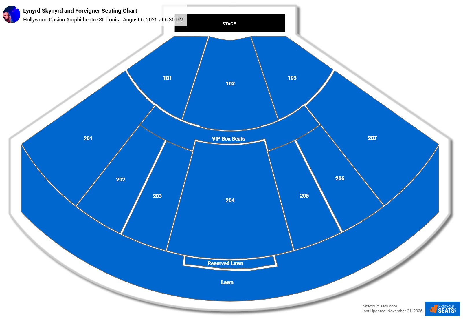 Lynyrd Skynyrd and Foreigner seating chart Hollywood Casino Amphitheatre St. Louis