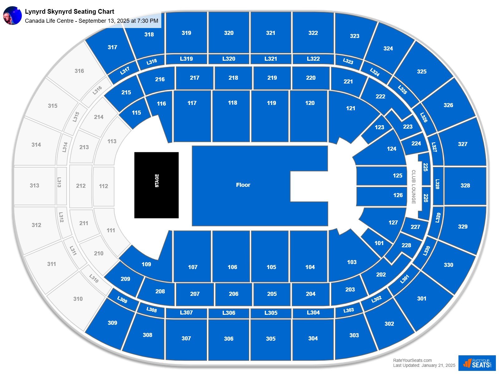 Lynyrd Skynyrd seating chart Canada Life Centre