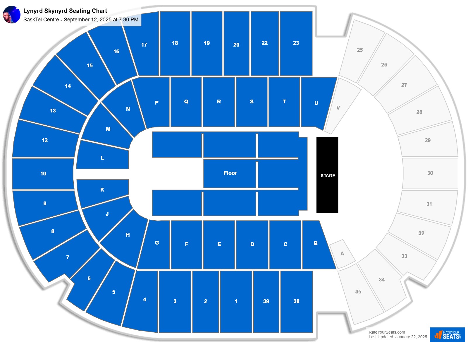 Lynyrd Skynyrd seating chart SaskTel Centre