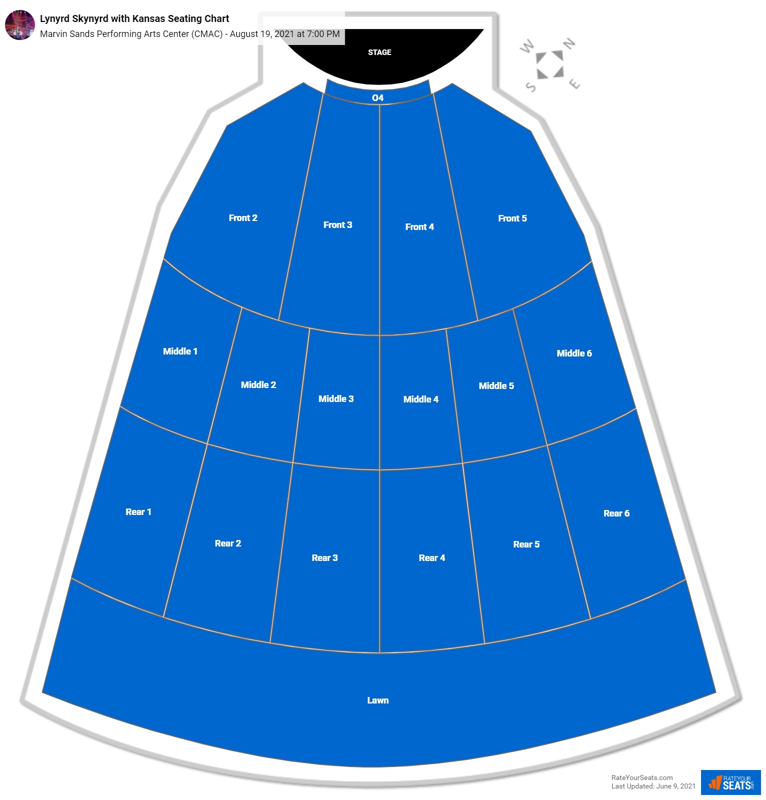 Lynyrd Skynyrd with Kansas seating chart Marvin Sands Performing Arts Center (CMAC)
