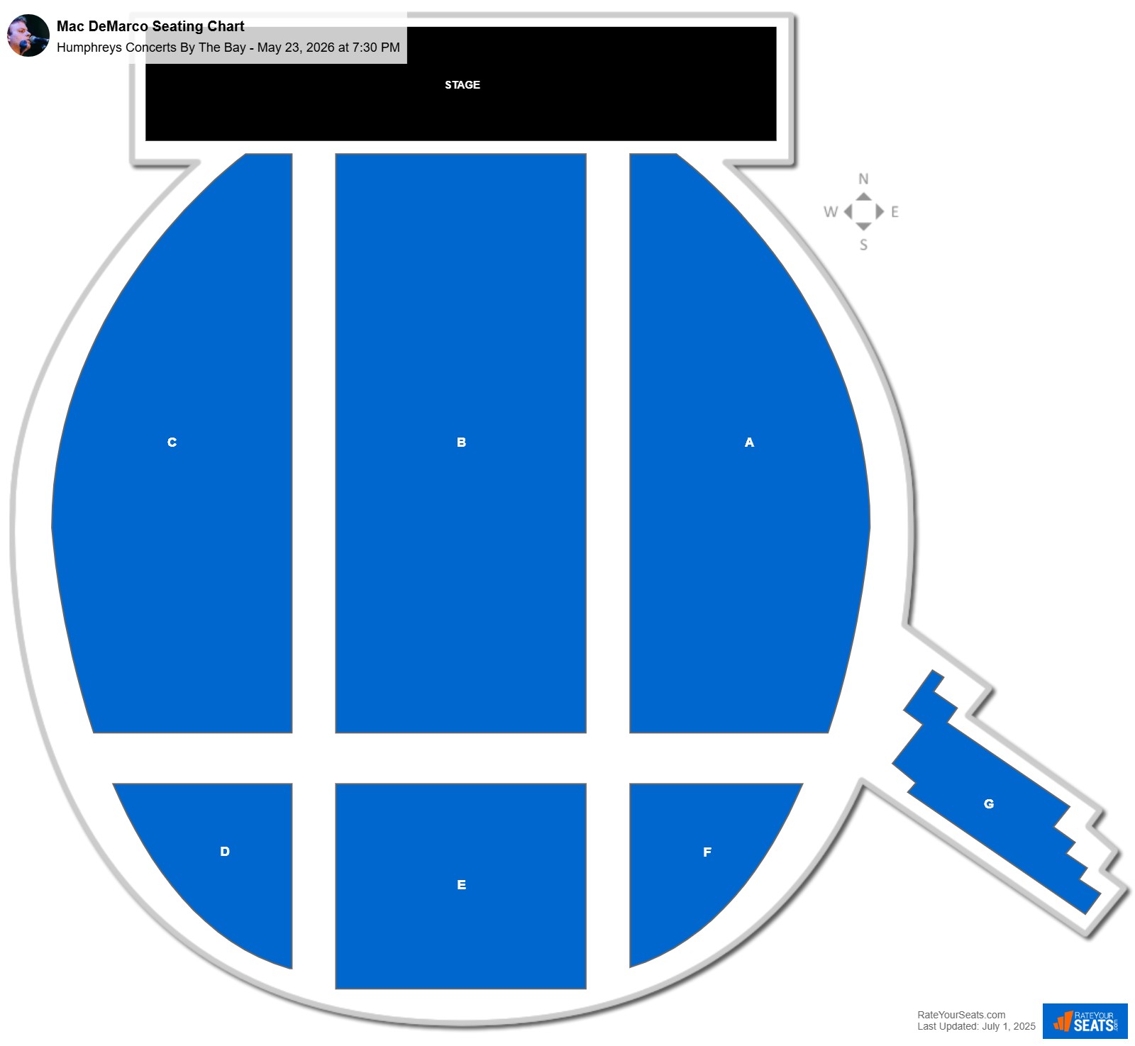 Mac DeMarco seating chart Humphreys Concerts By The Bay