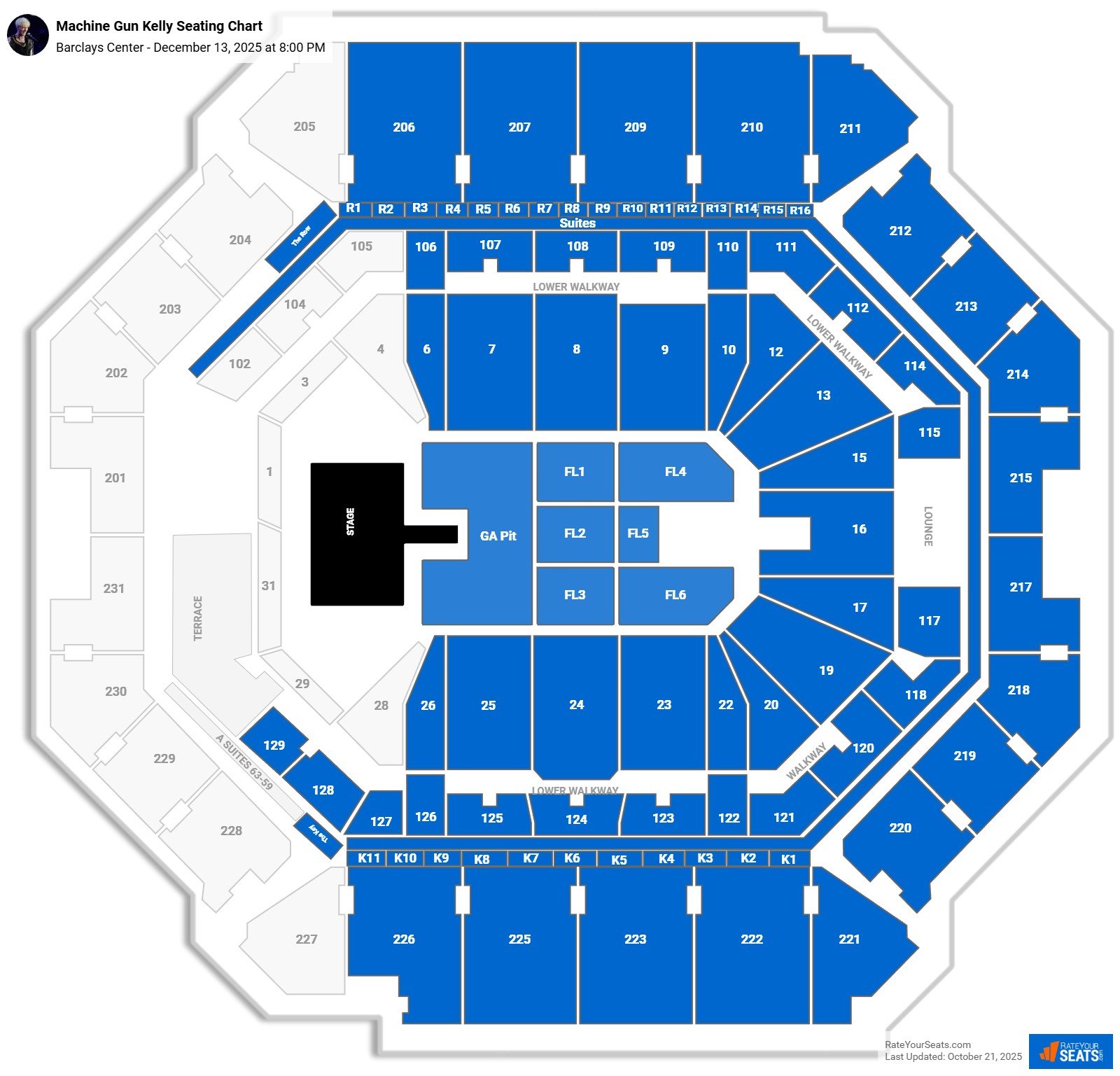 Machine Gun Kelly seating chart Barclays Center