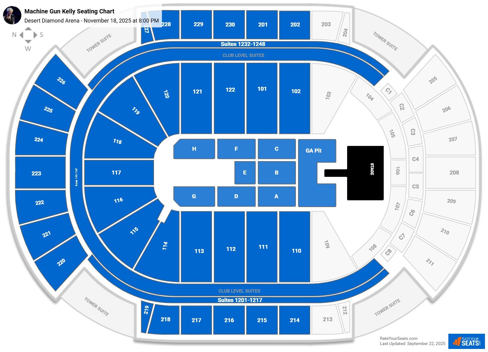 Machine Gun Kelly seating chart Desert Diamond Arena