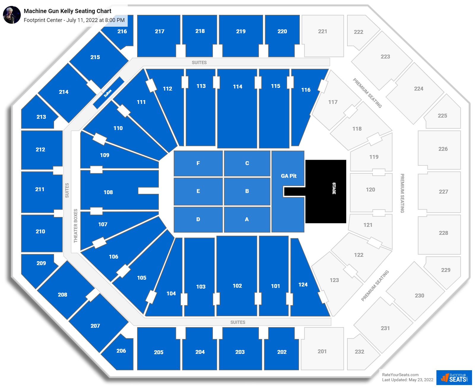 Machine Gun Kelly seating chart Footprint Center