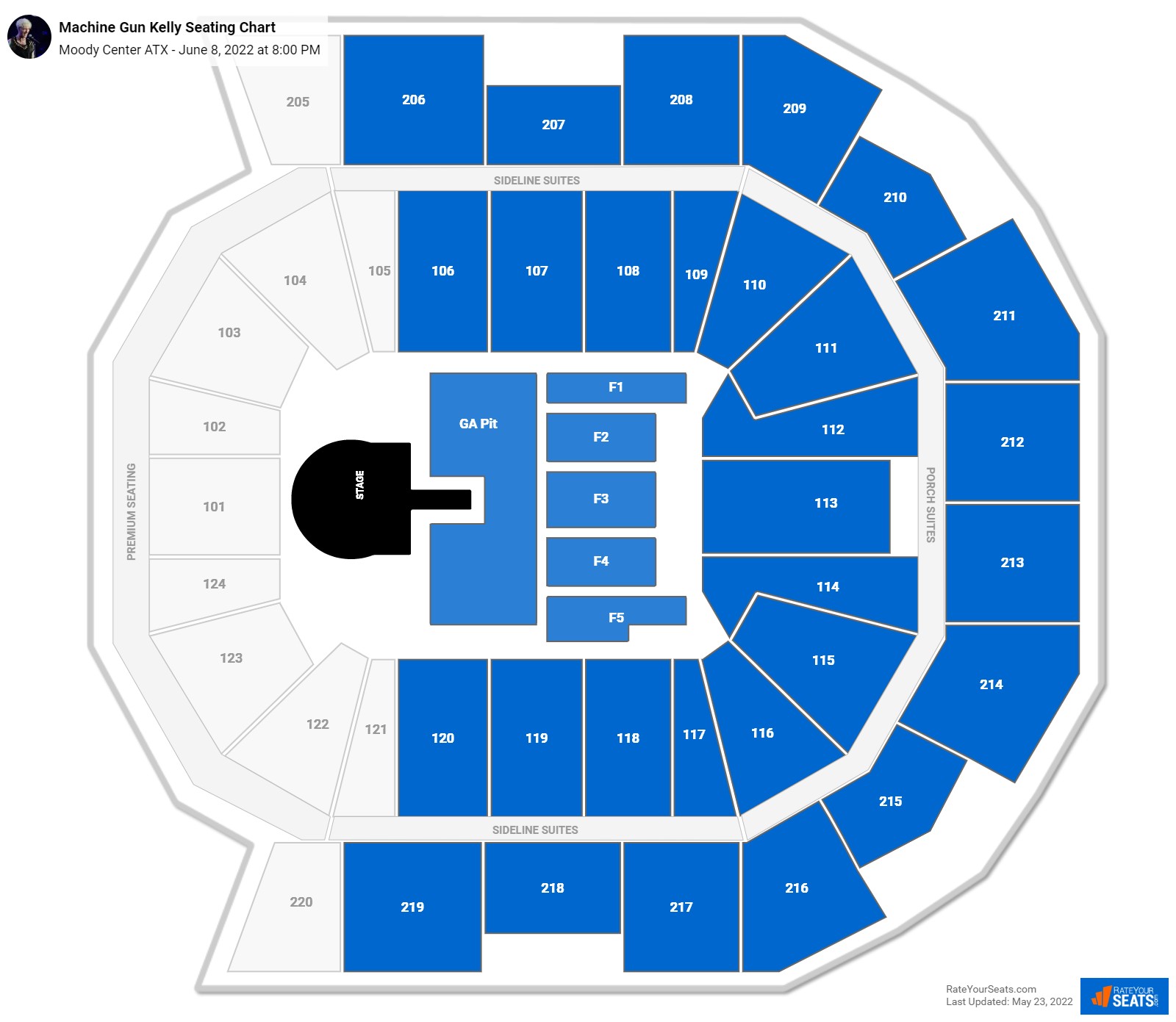Machine Gun Kelly seating chart Moody Center ATX