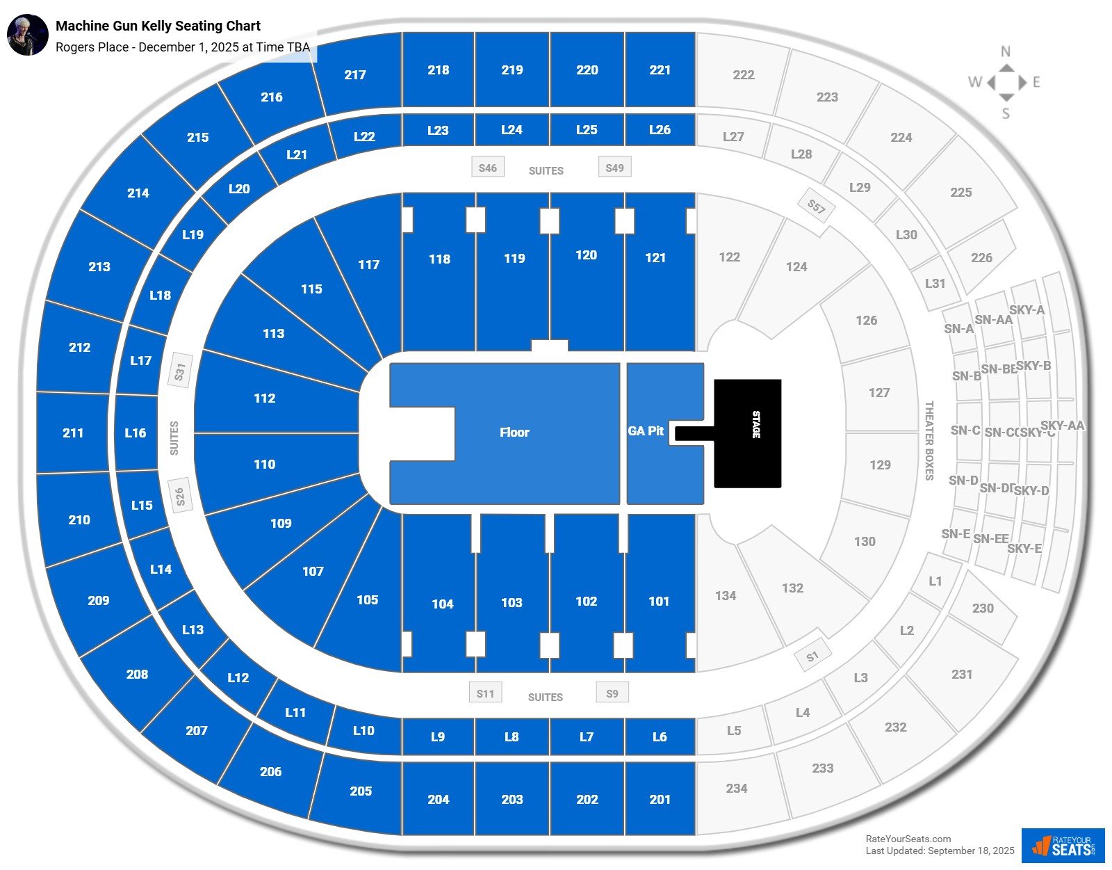 Machine Gun Kelly seating chart Rogers Place