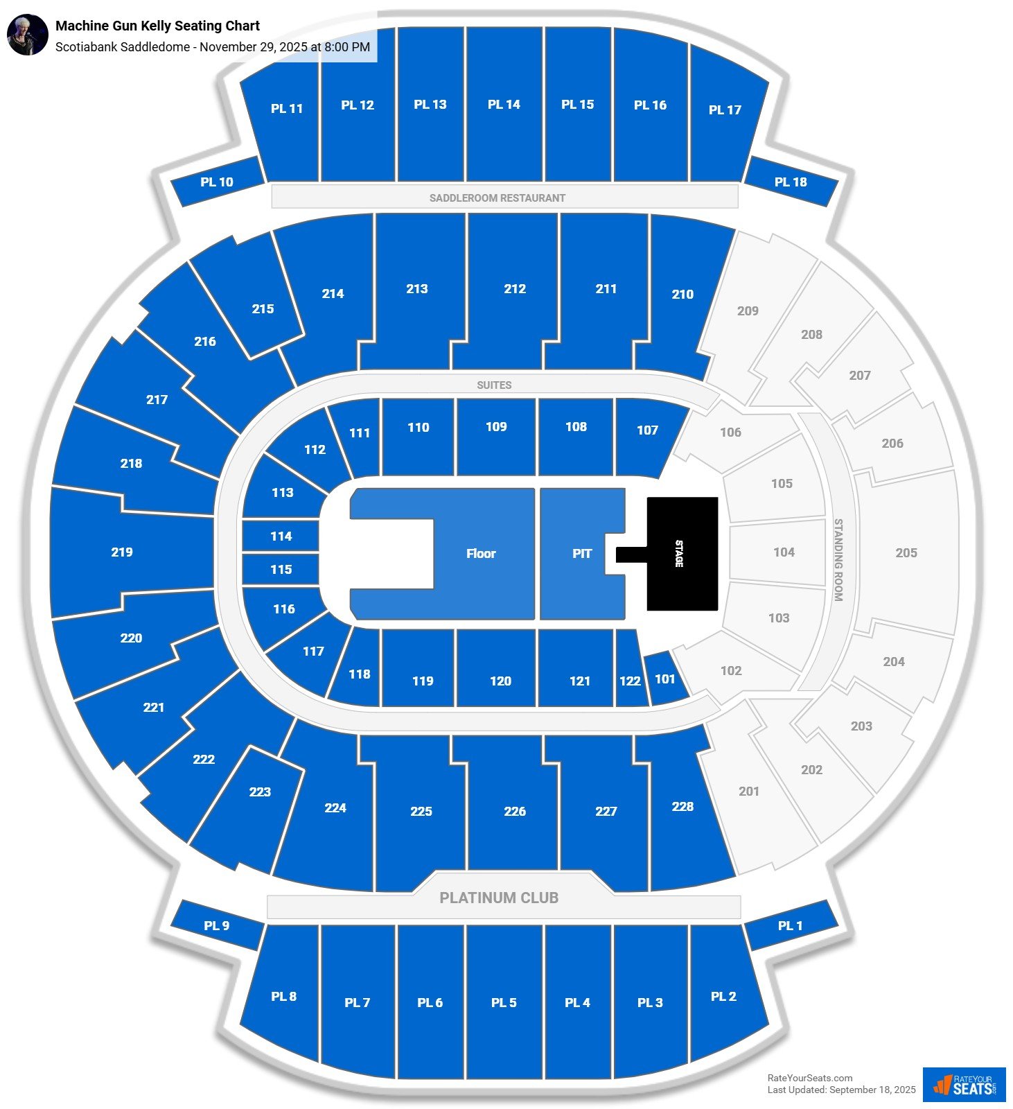Machine Gun Kelly seating chart Scotiabank Saddledome