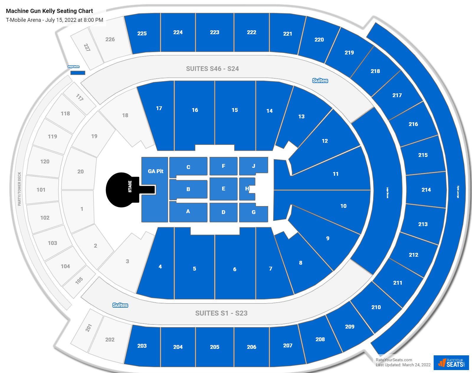 Machine Gun Kelly seating chart T-Mobile Arena