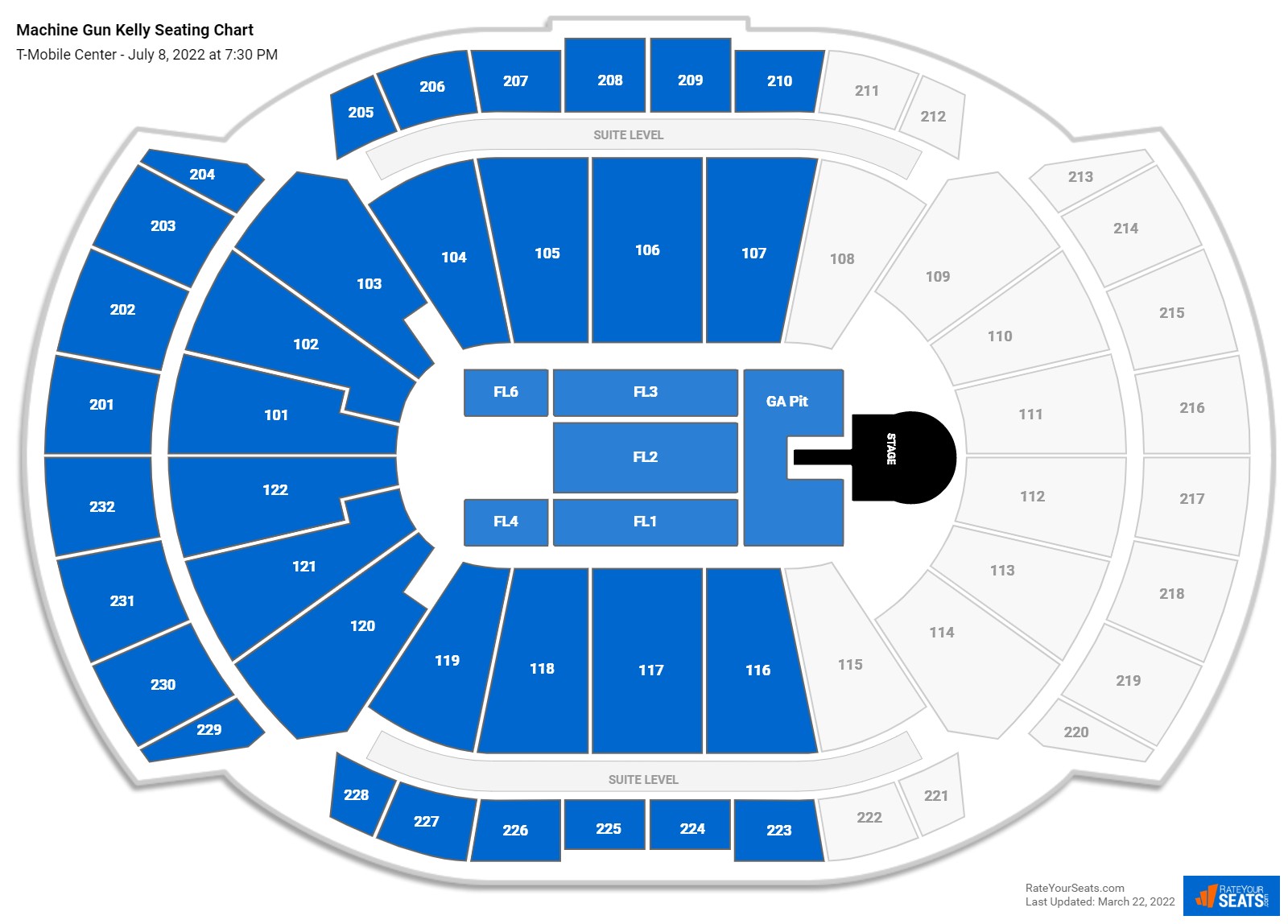 Machine Gun Kelly seating chart T-Mobile Center