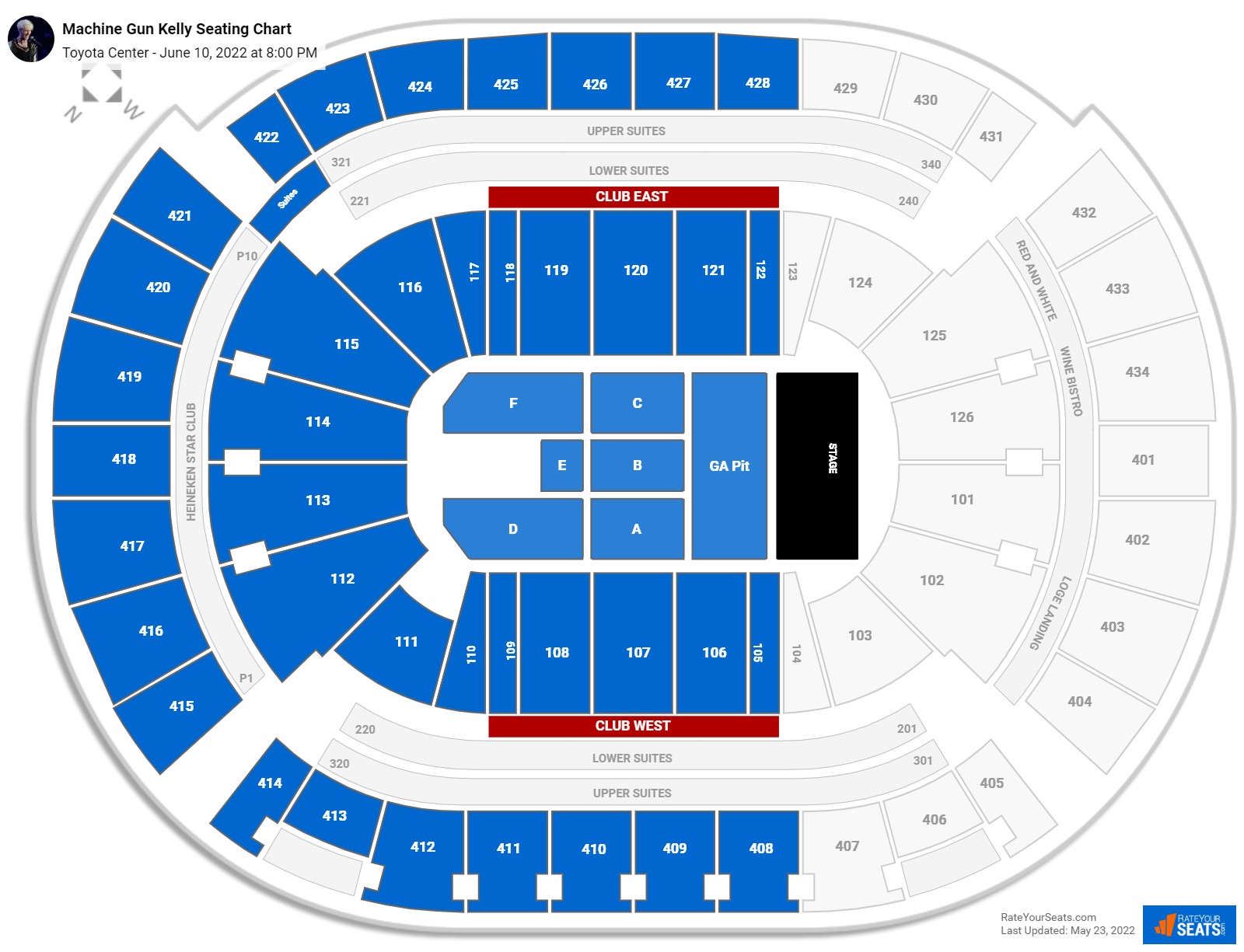 Machine Gun Kelly seating chart Toyota Center