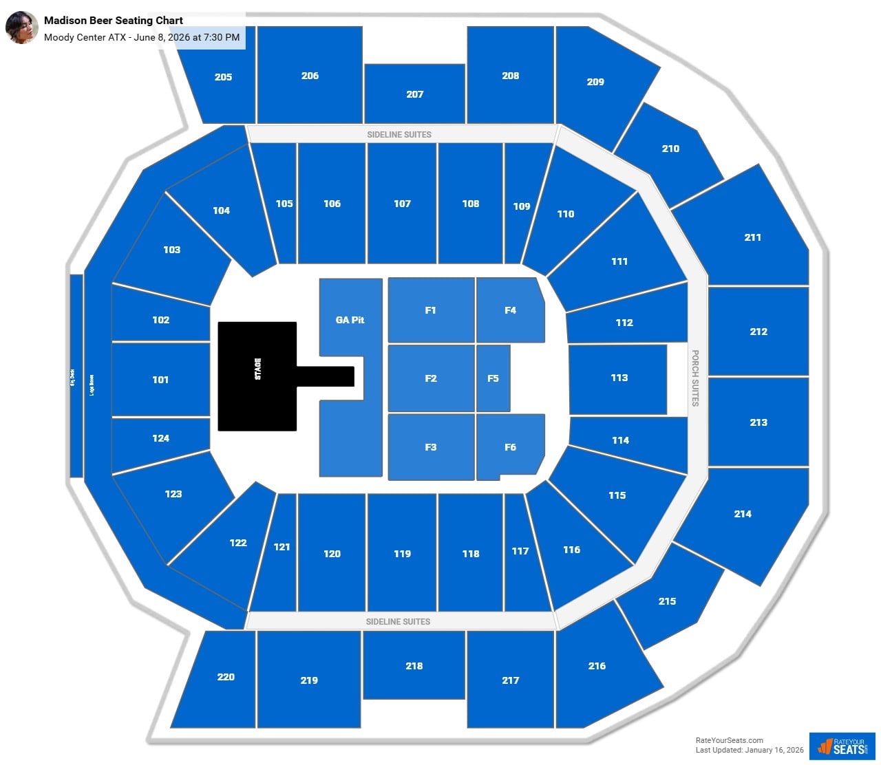Madison Beer seating chart Moody Center ATX