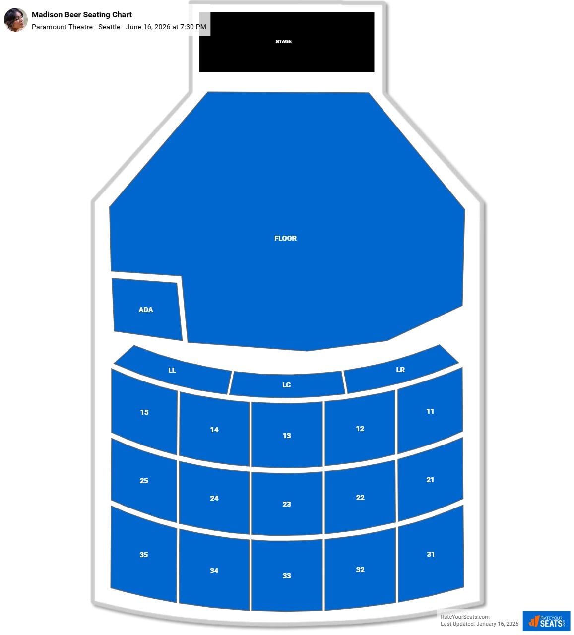 Madison Beer seating chart Paramount Theatre - Seattle