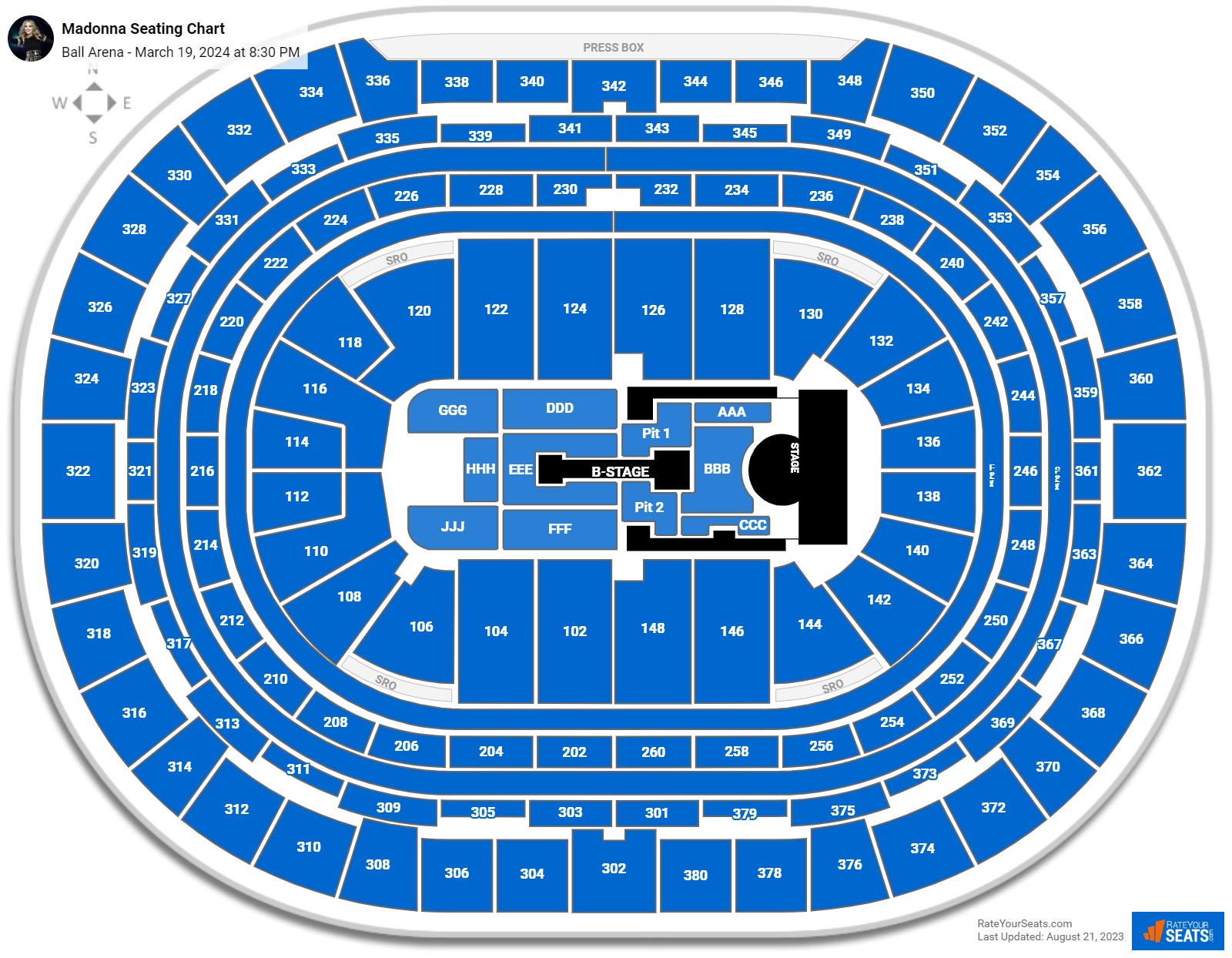 Madonna seating chart Ball Arena