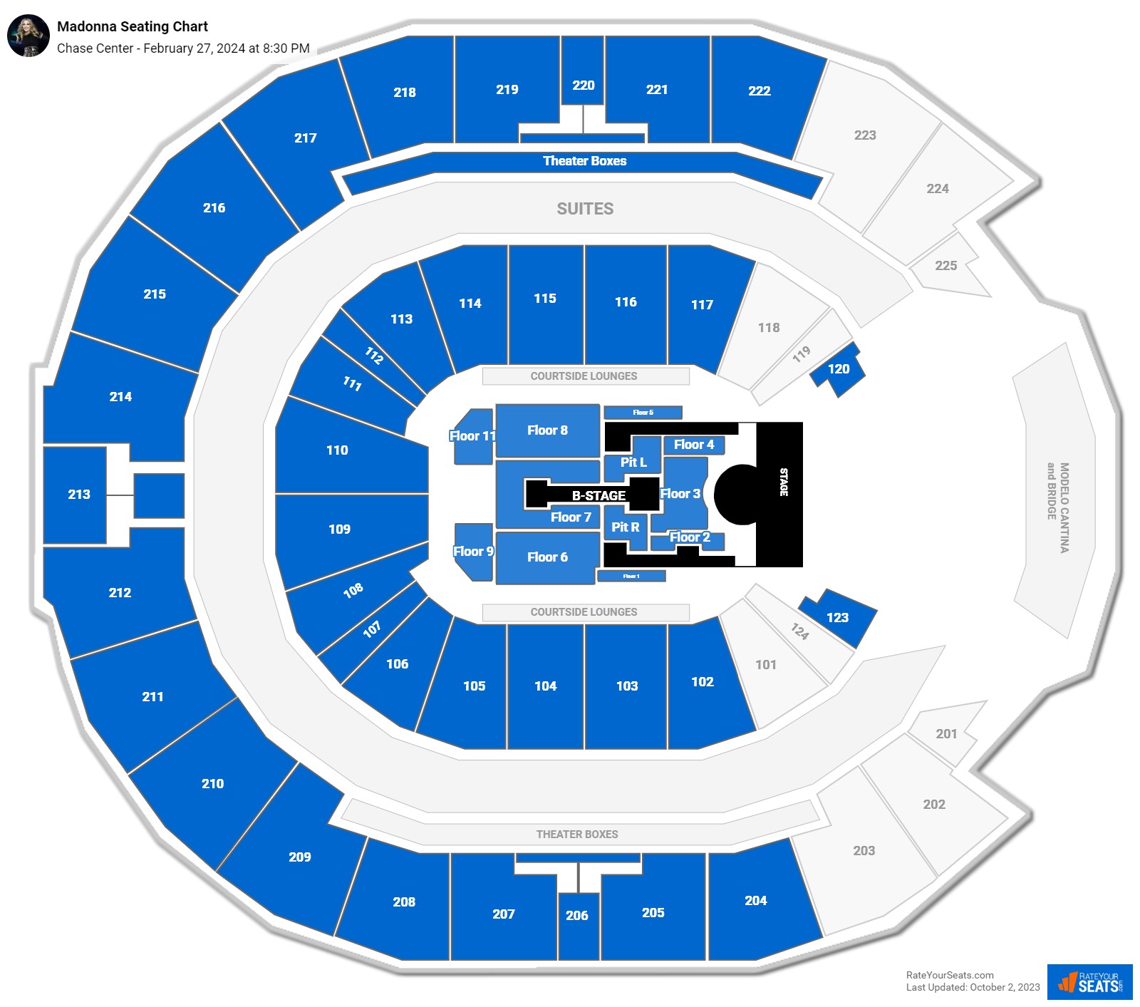 Chase Center Concert Seating Chart