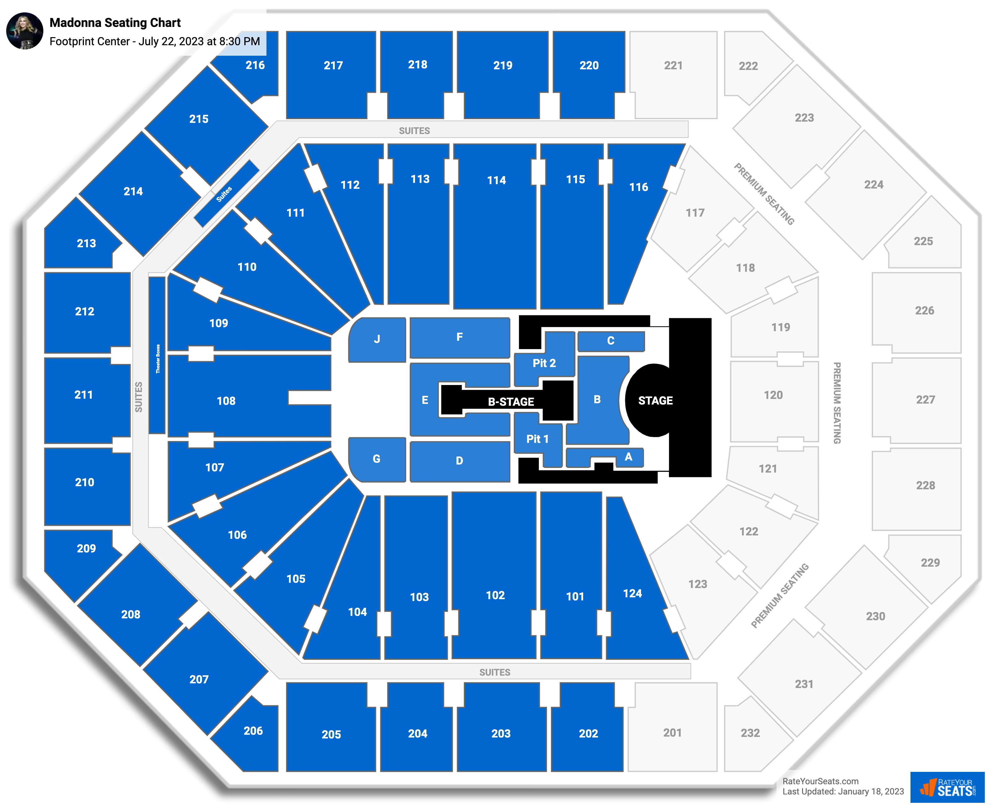 Madonna seating chart Footprint Center
