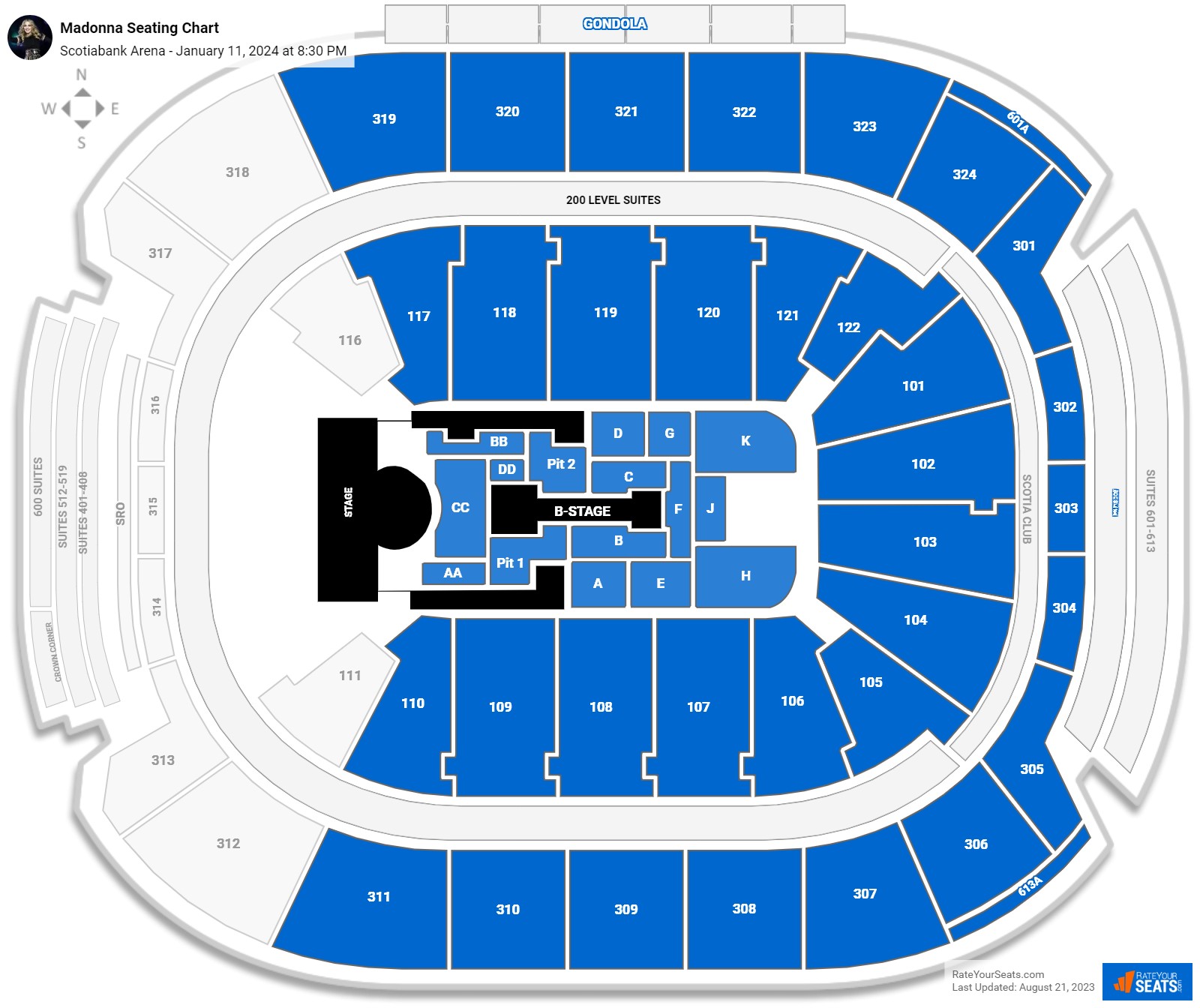 Madonna seating chart Scotiabank Arena