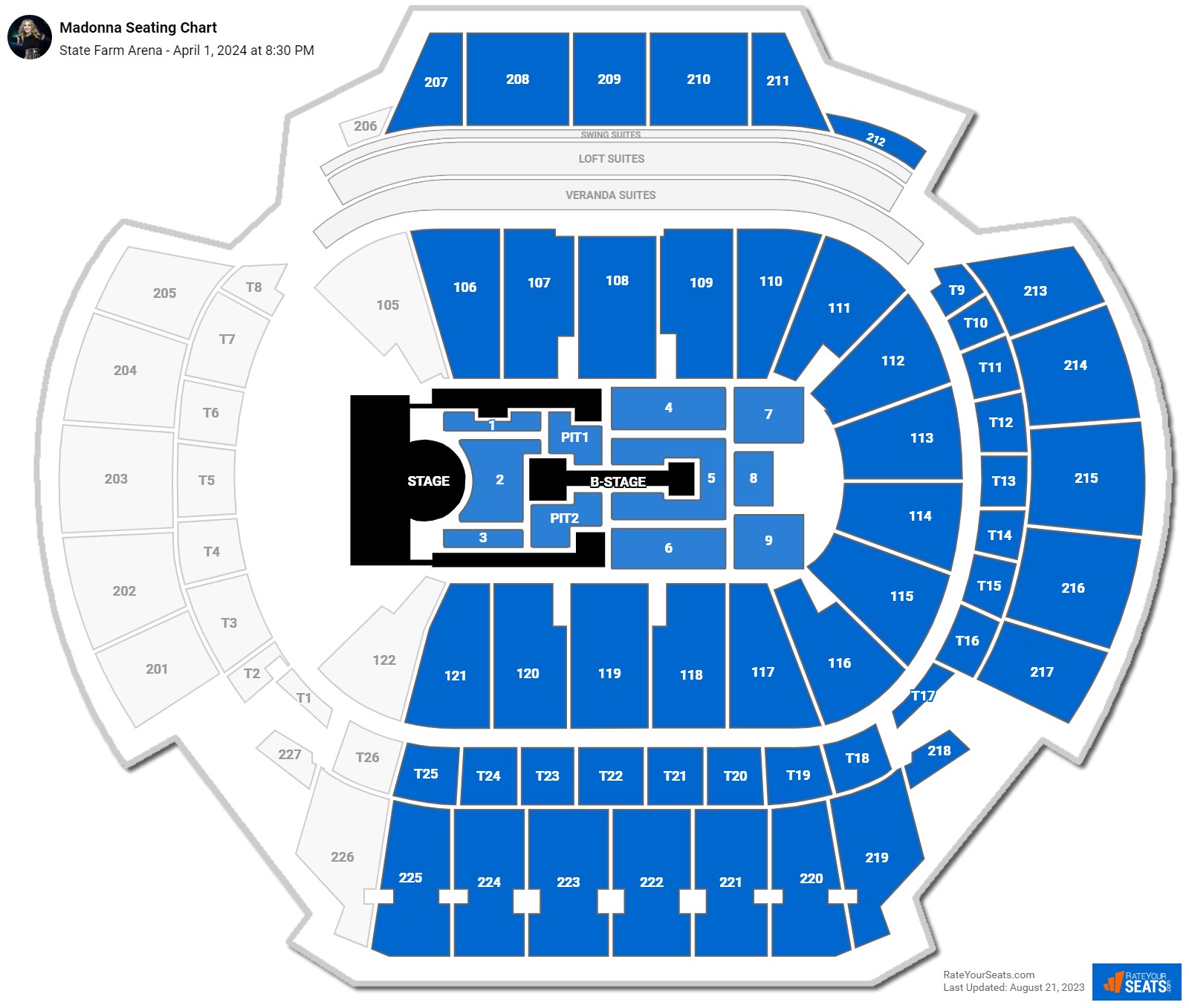 Madonna seating chart State Farm Arena