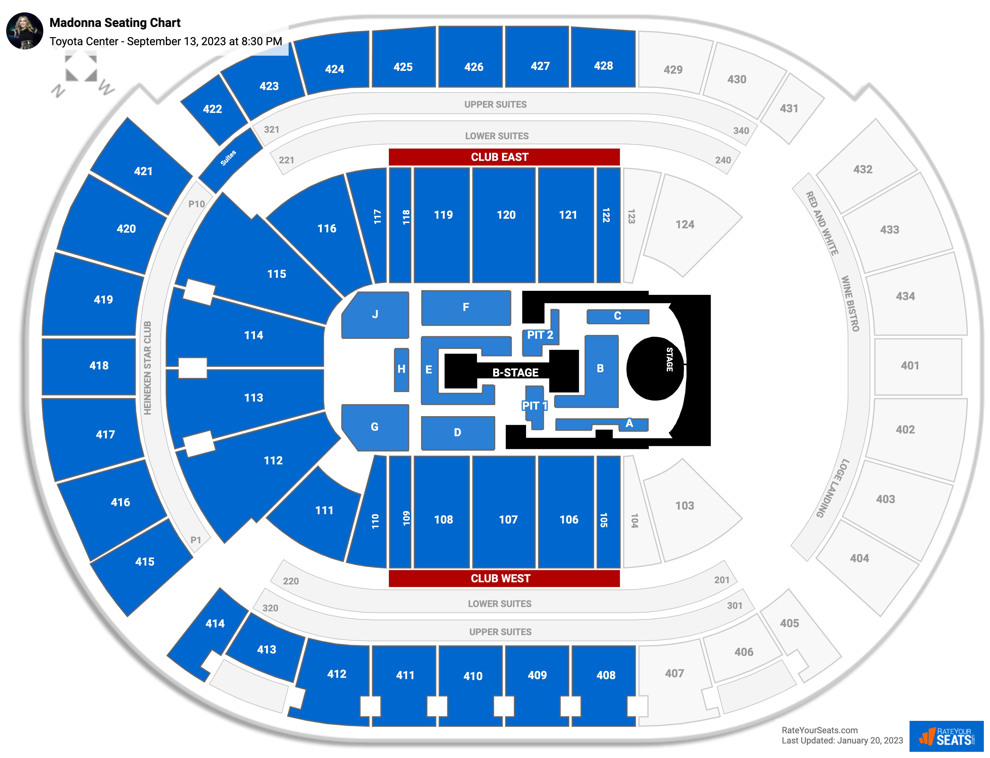 Madonna seating chart Toyota Center
