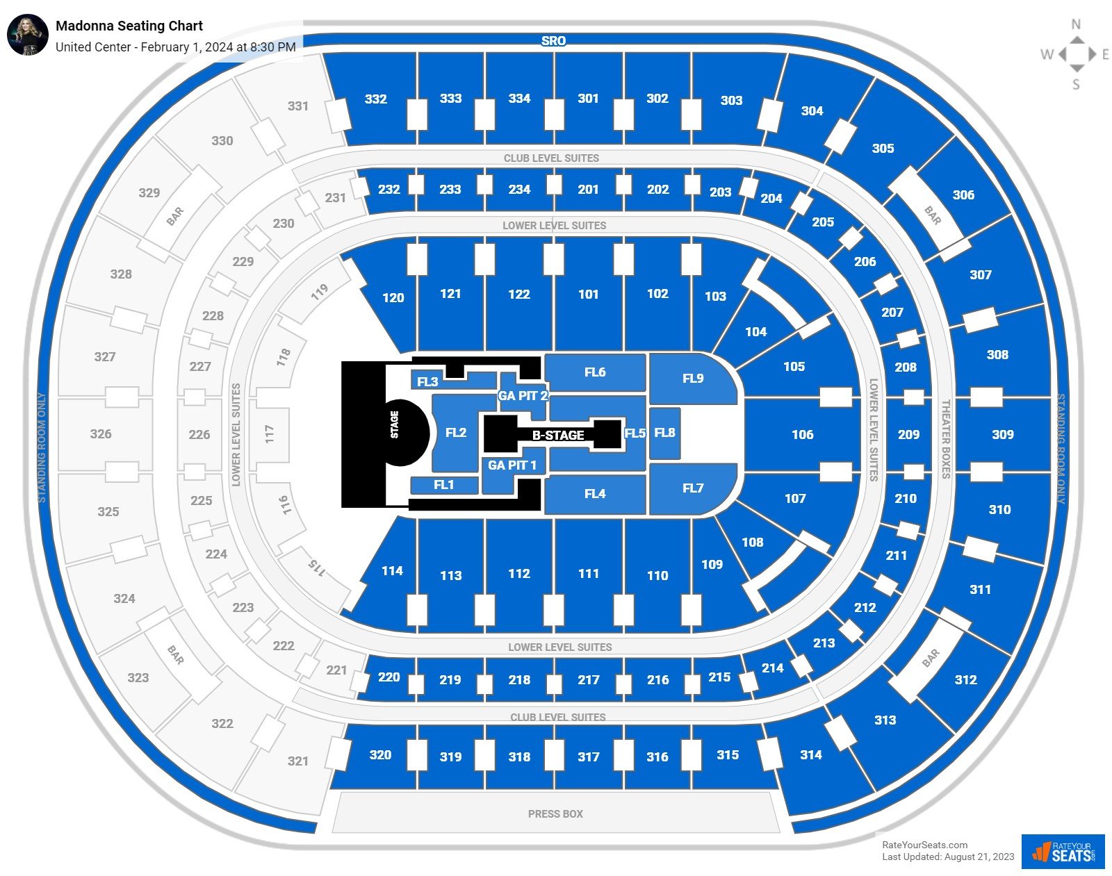 Madonna seating chart United Center