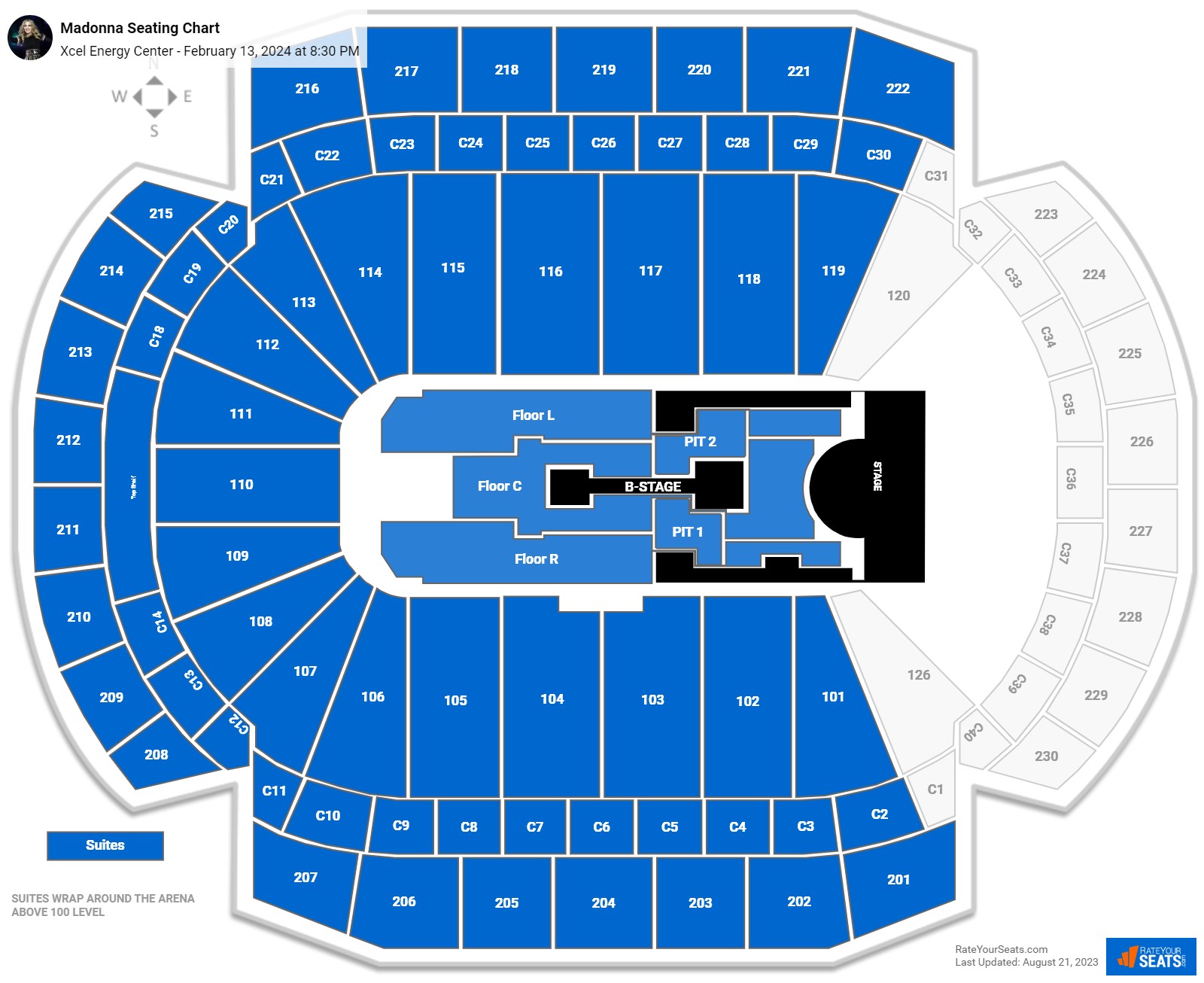 Madonna seating chart Xcel Energy Center