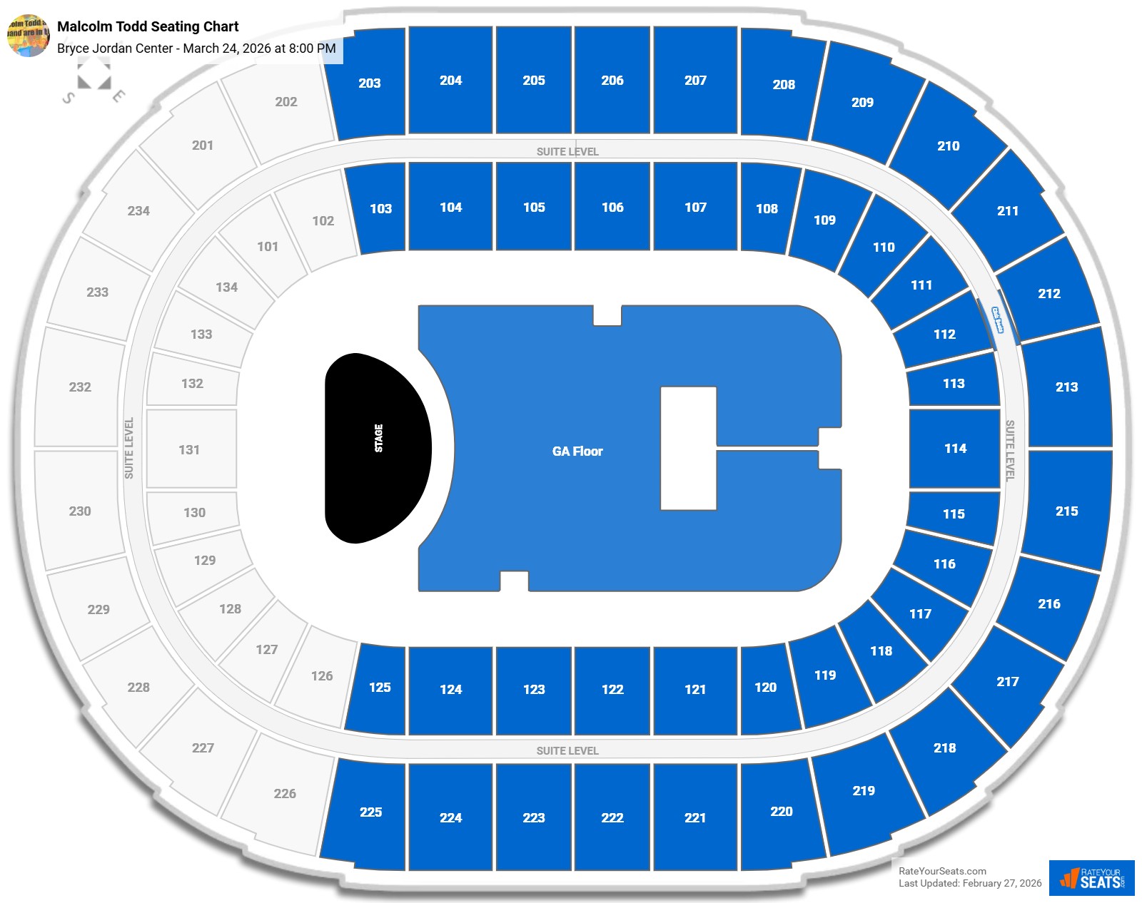 Malcolm Todd seating chart Bryce Jordan Center