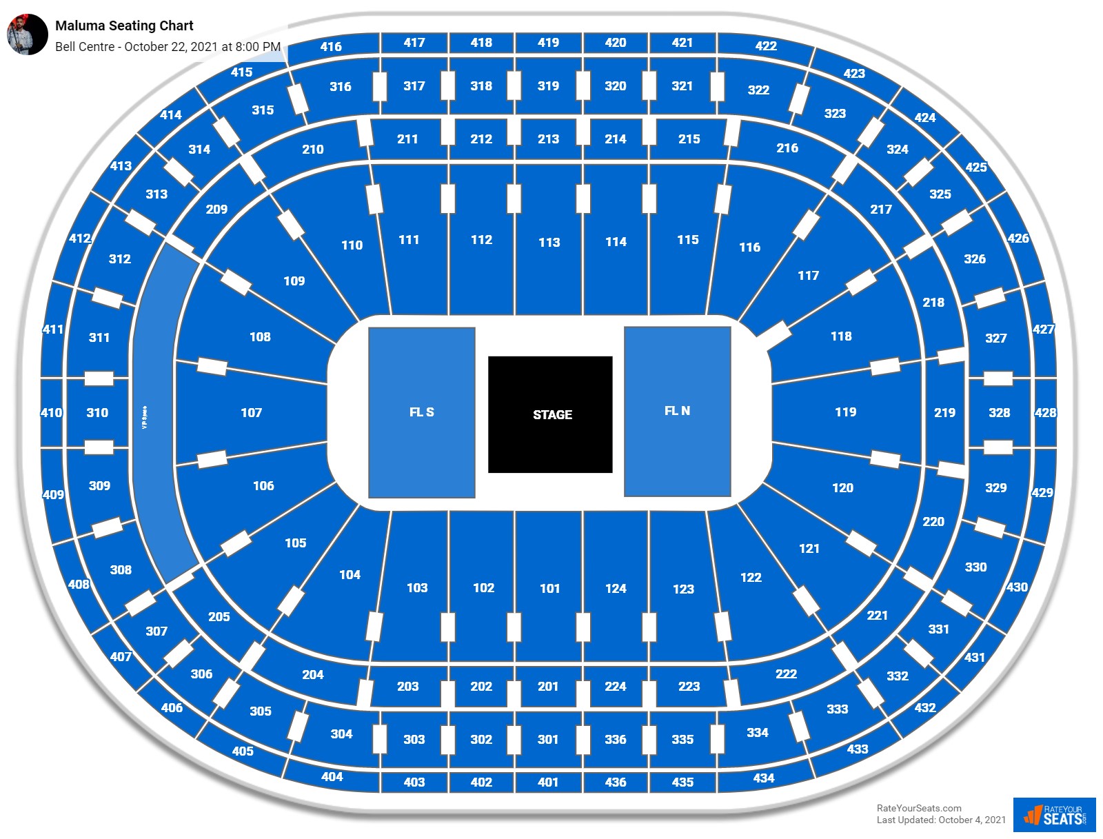 Maluma seating chart Bell Centre
