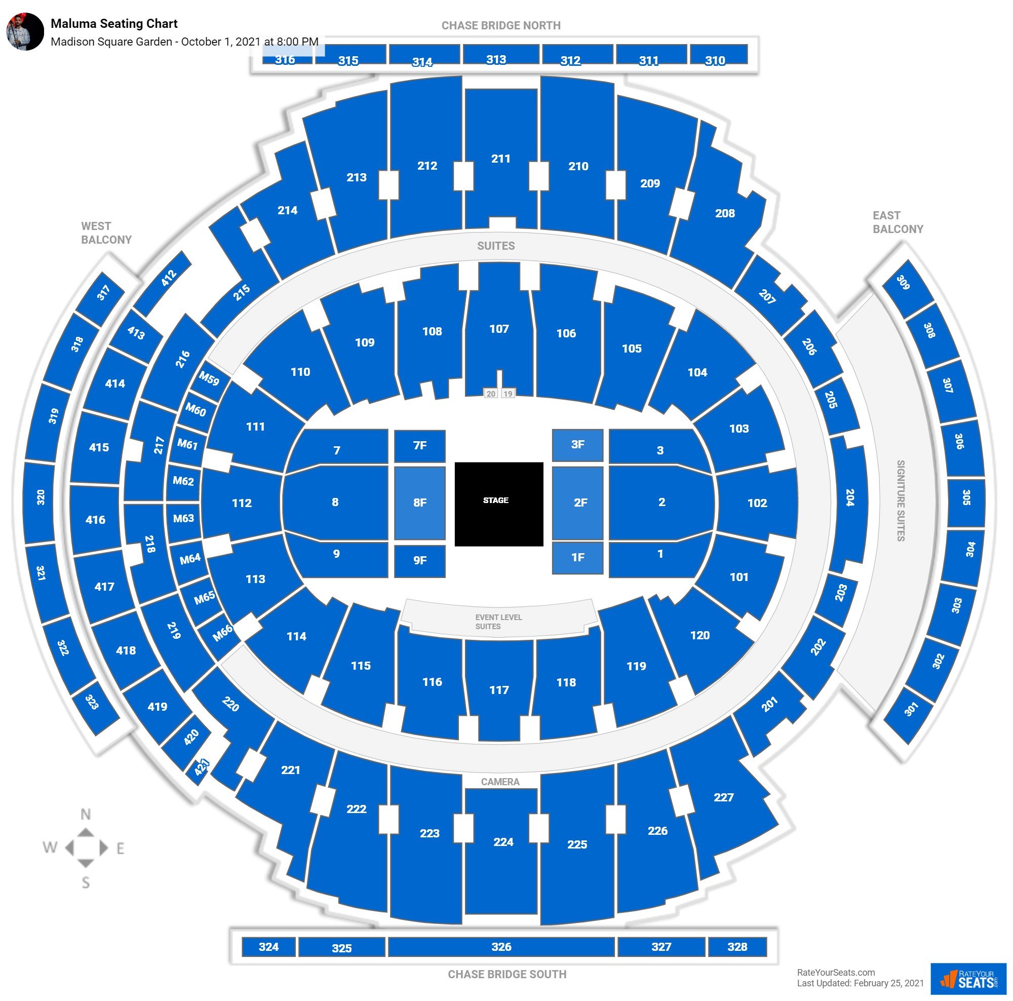 Maluma seating chart Madison Square Garden