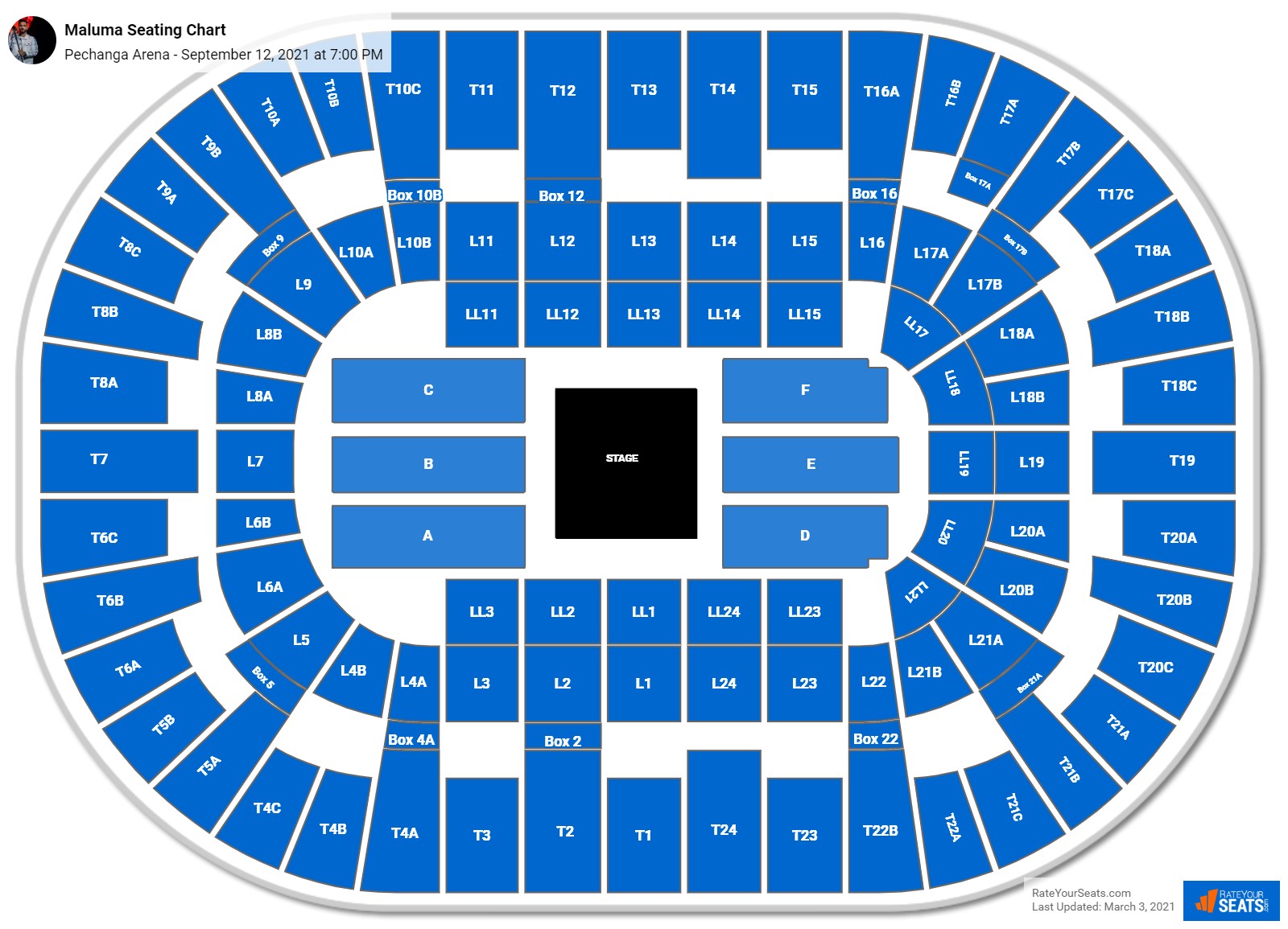 Maluma seating chart Pechanga Arena