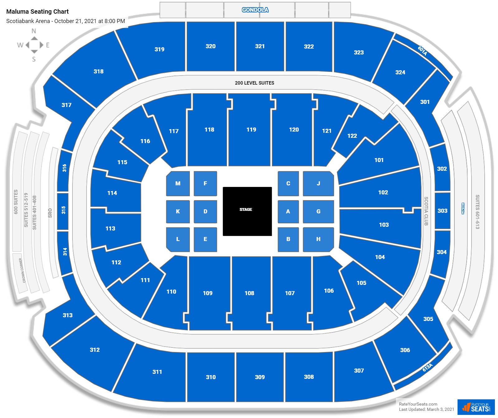 Maluma seating chart Scotiabank Arena
