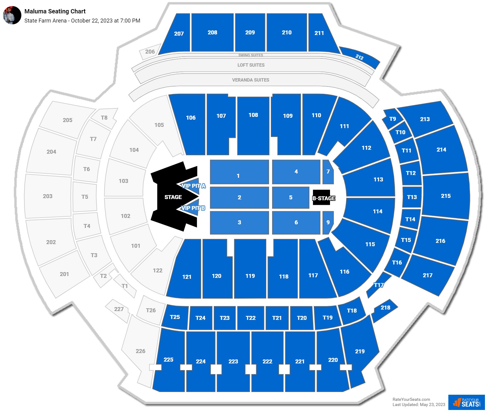 Maluma seating chart State Farm Arena