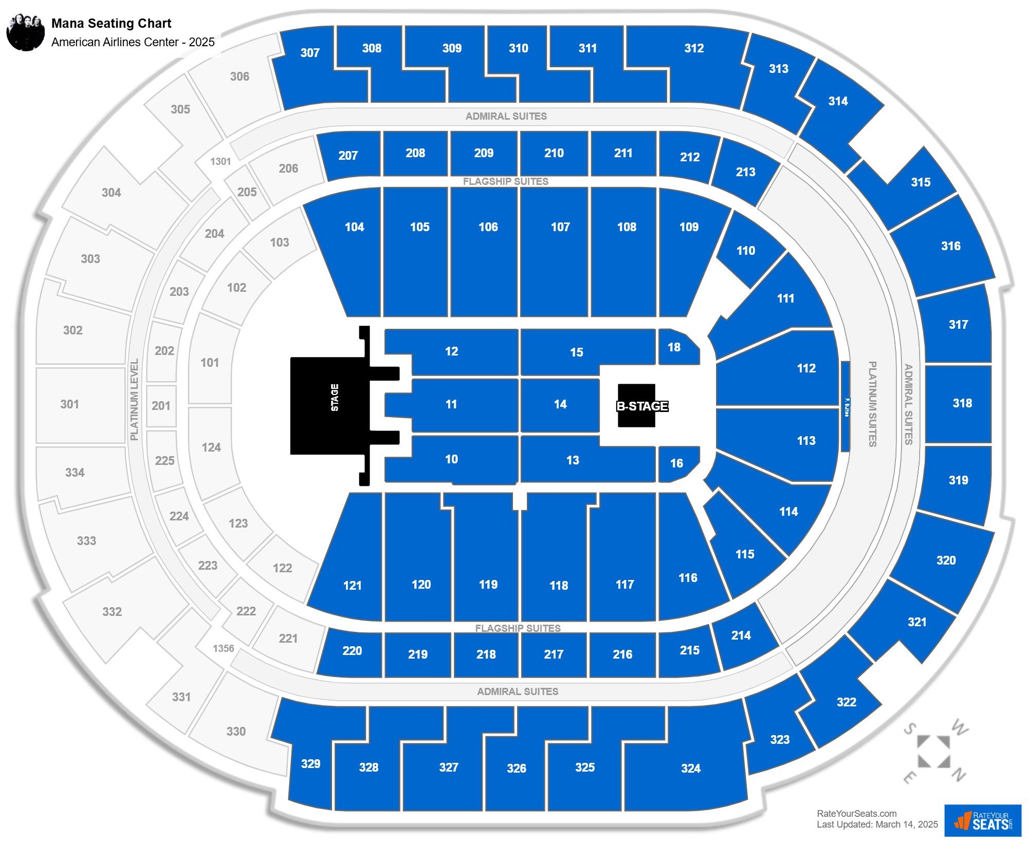 Mana seating chart American Airlines Center
