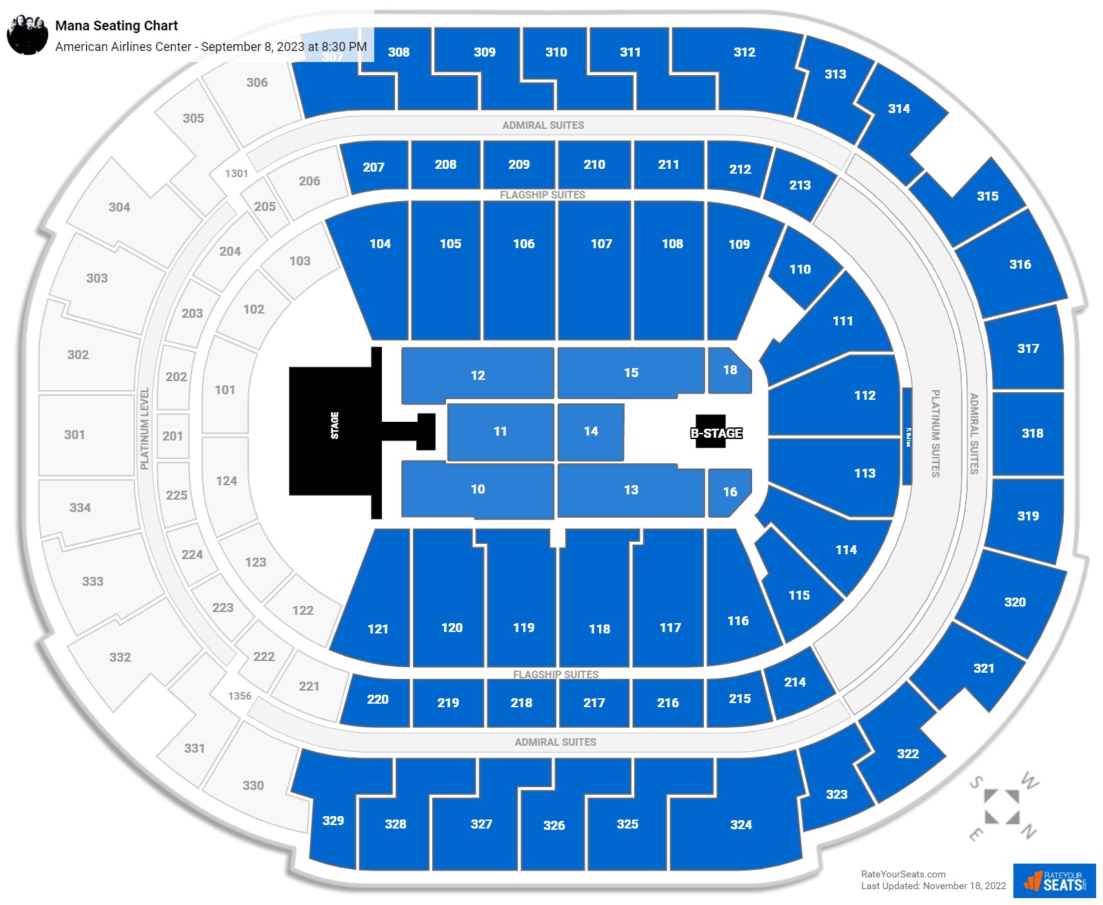 Mana seating chart American Airlines Center