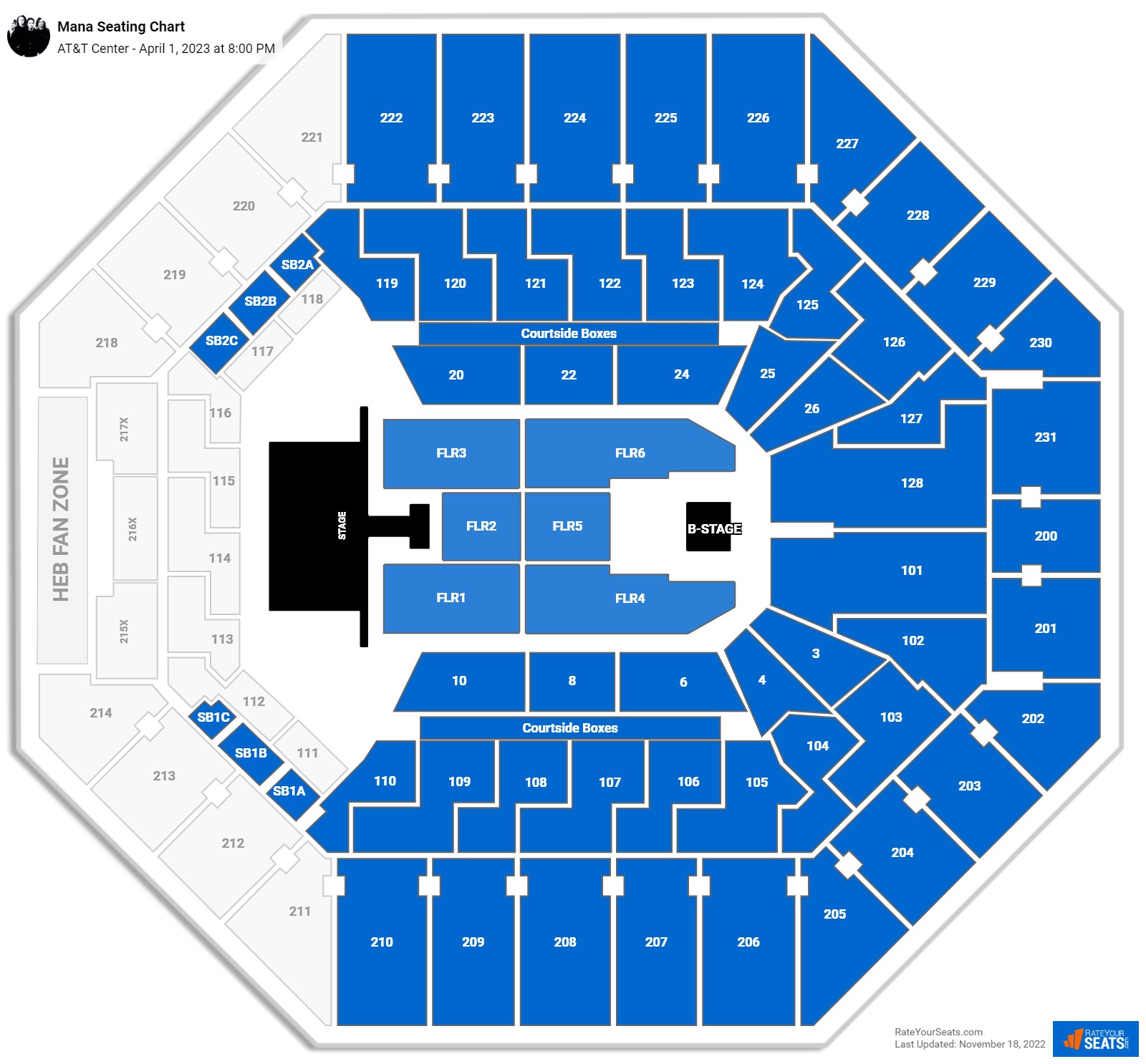 Mana seating chart AT&T Center